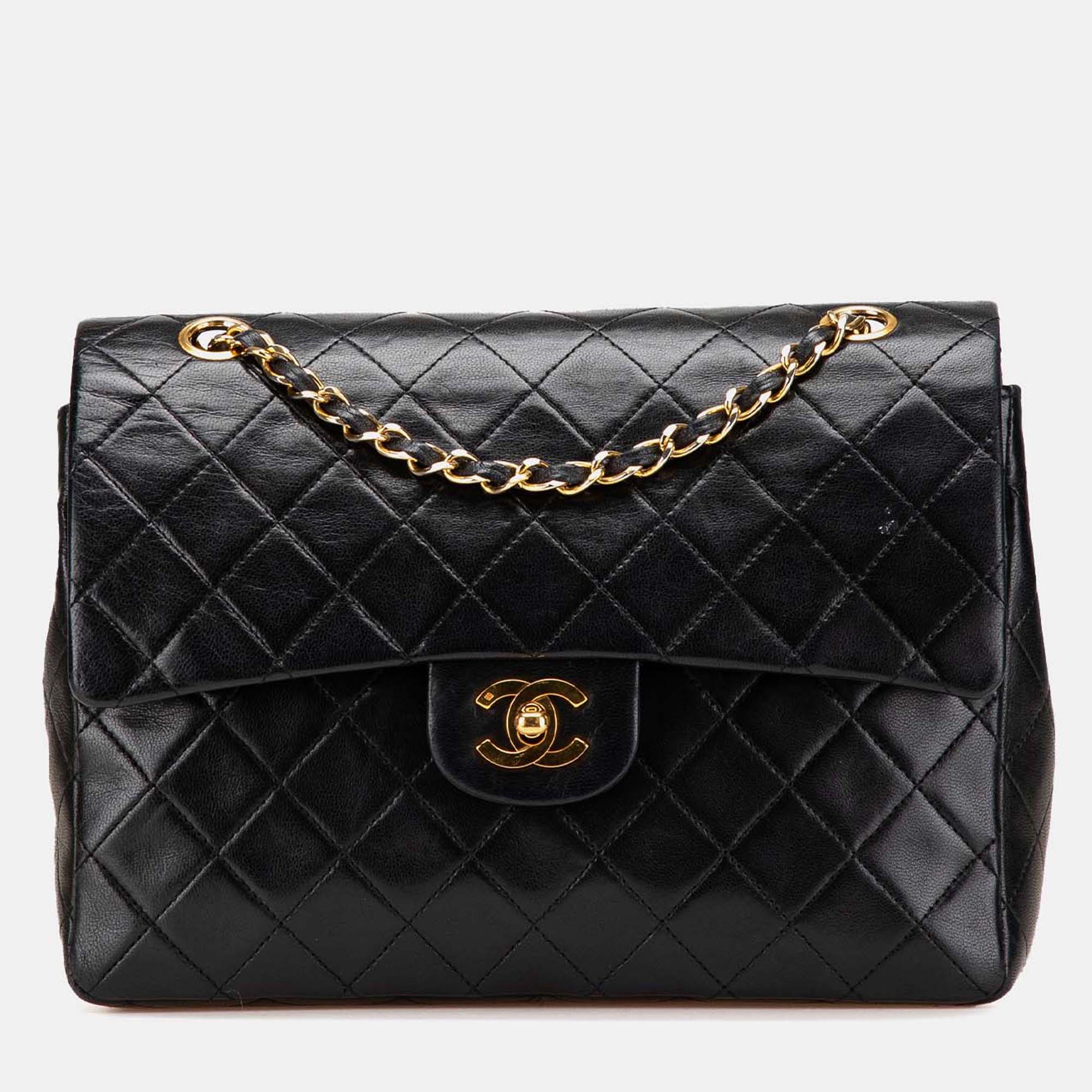 

Chanel Black Medium Tall Classic Lambskin Double Flap