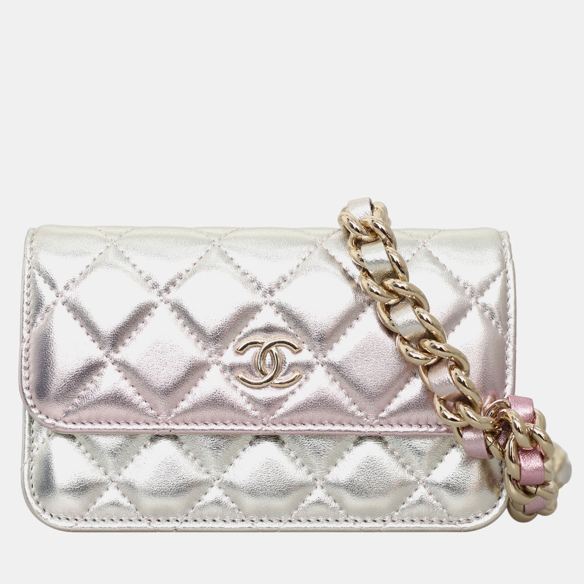 

Chanel Coco Punk Mini Iridescent Wallet On Chain, Silver