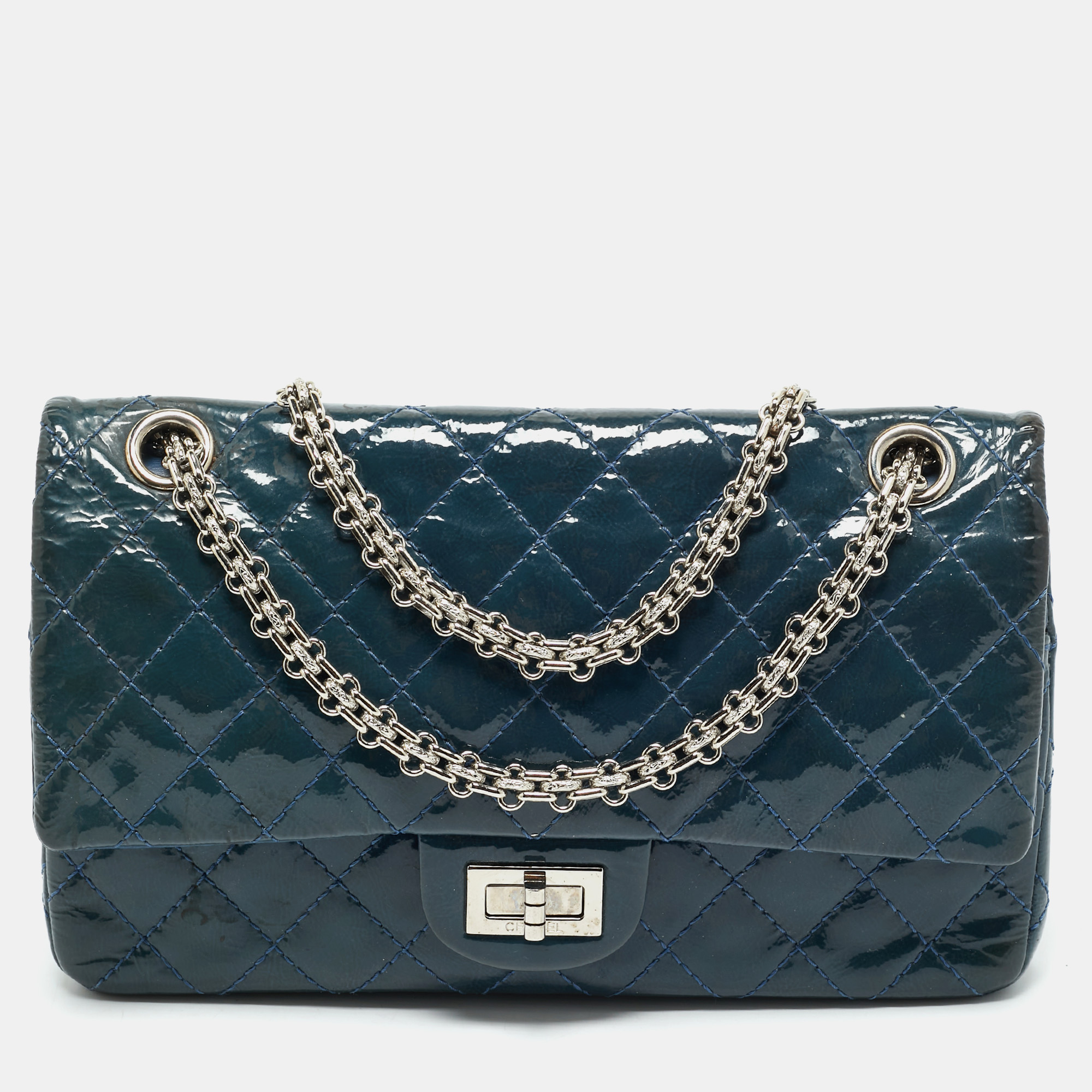 

Chanel Blue Quilted Patent Leather 225 Reissue 2.55 Flap Bag