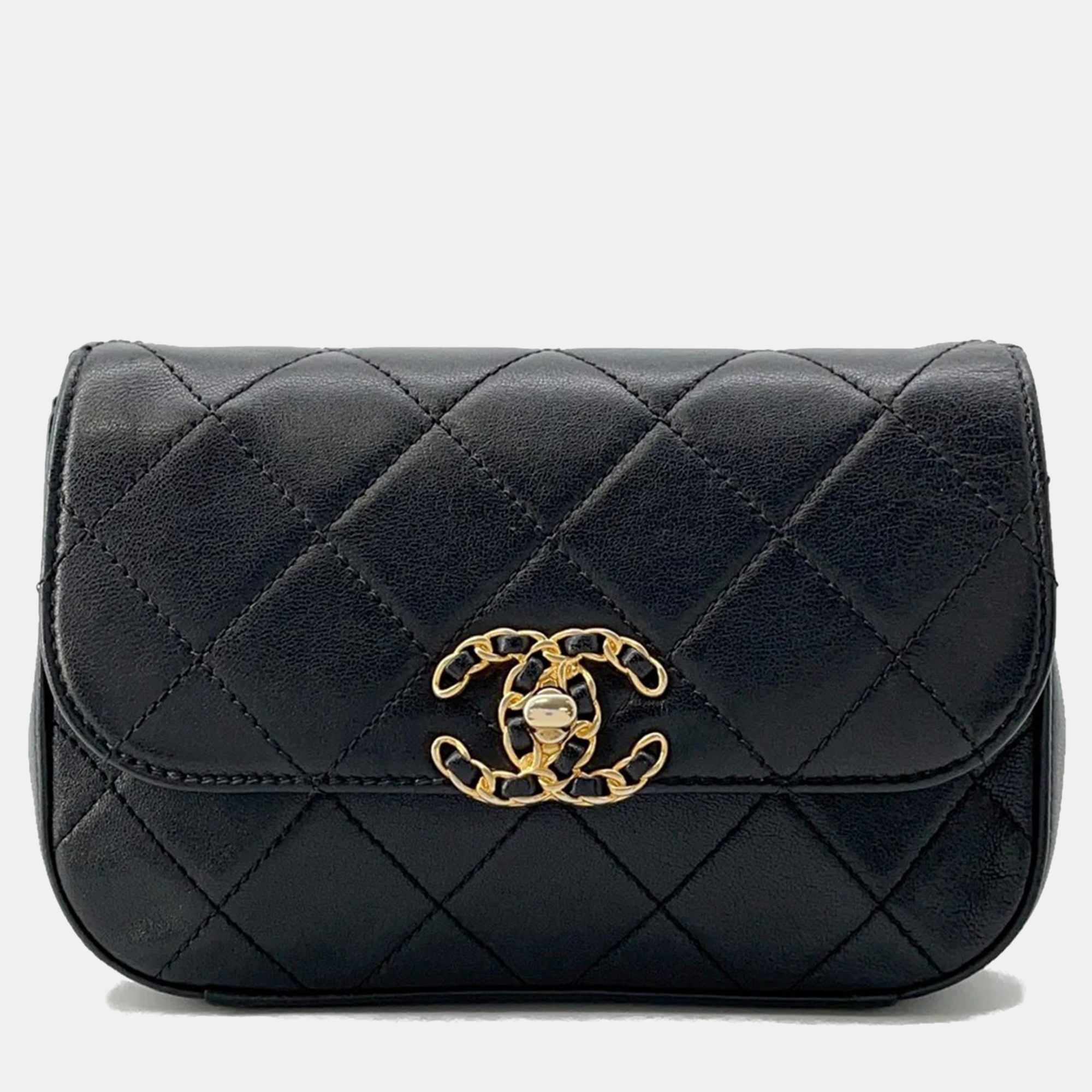 

Chanel 19 Black Leather Waist Bag