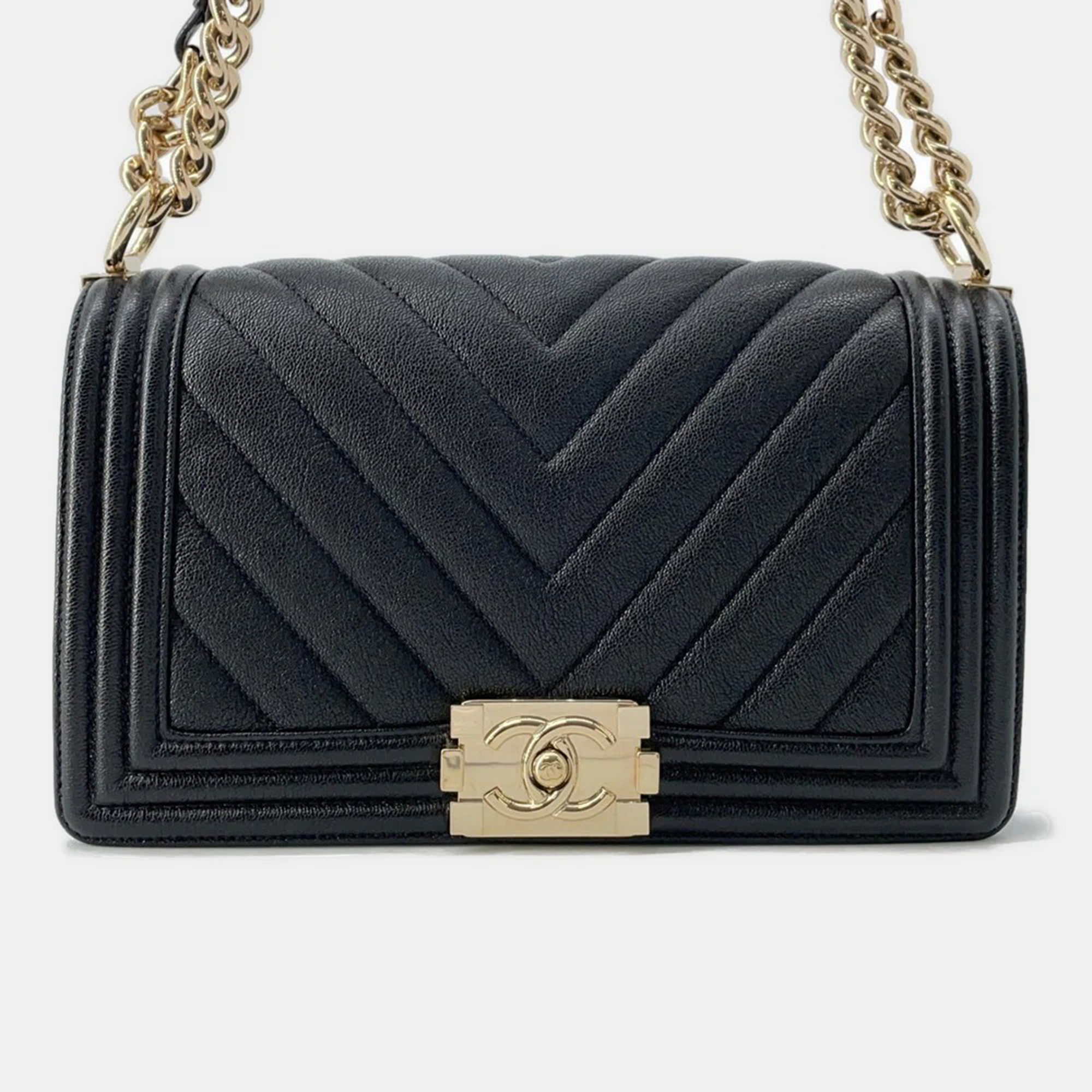 

Chanel Boy Chain Black Soft Caviar Leather Shoulder Bag