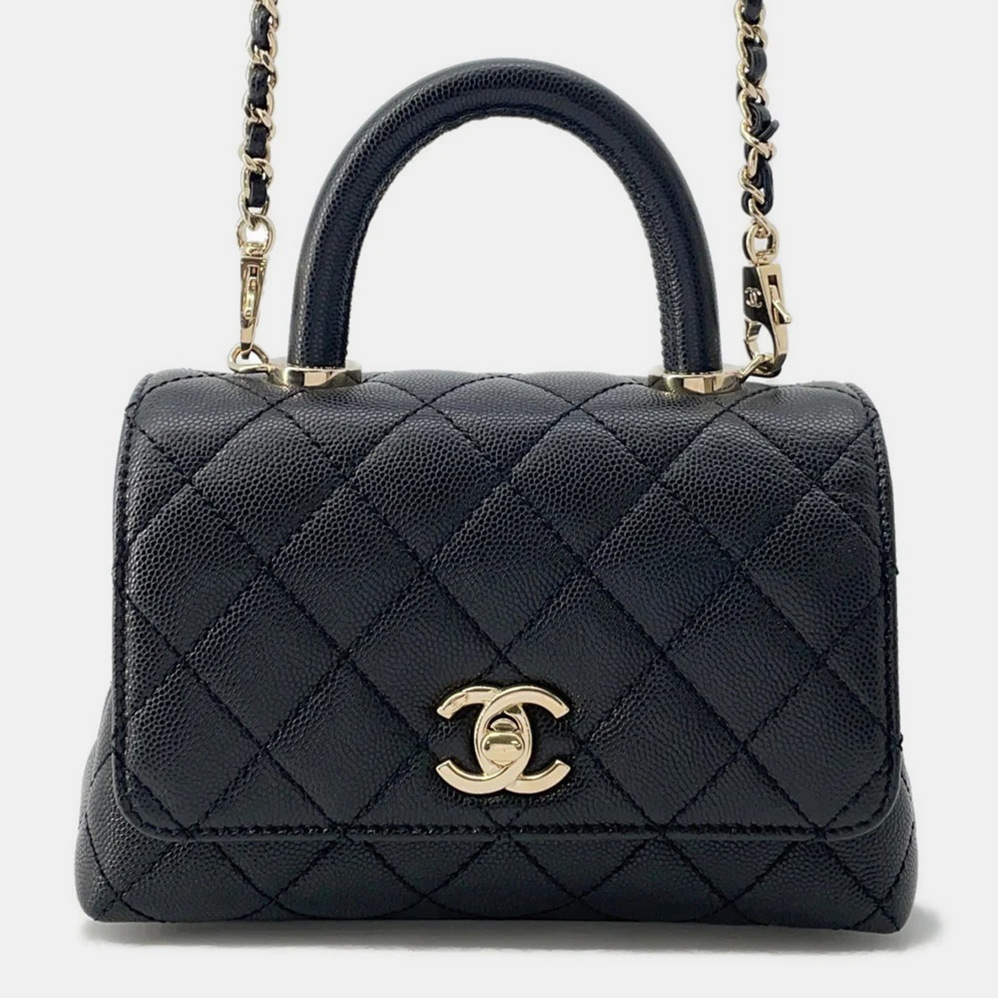

Chanel Coco Handle  Black Caviar Leather Shoulder Bag