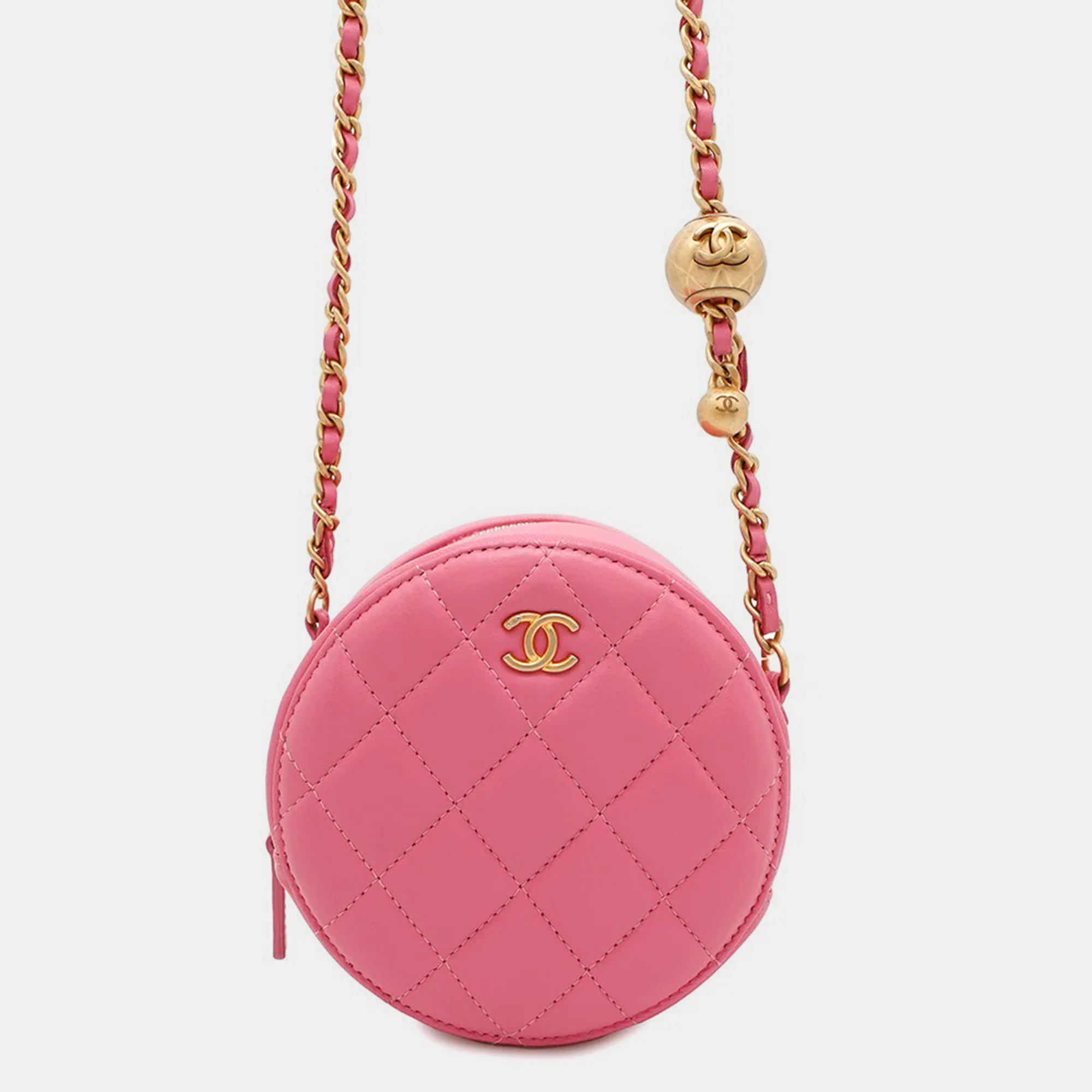 Chanel Round Cocoball Chain Pink Lambskin Shoulder Bag