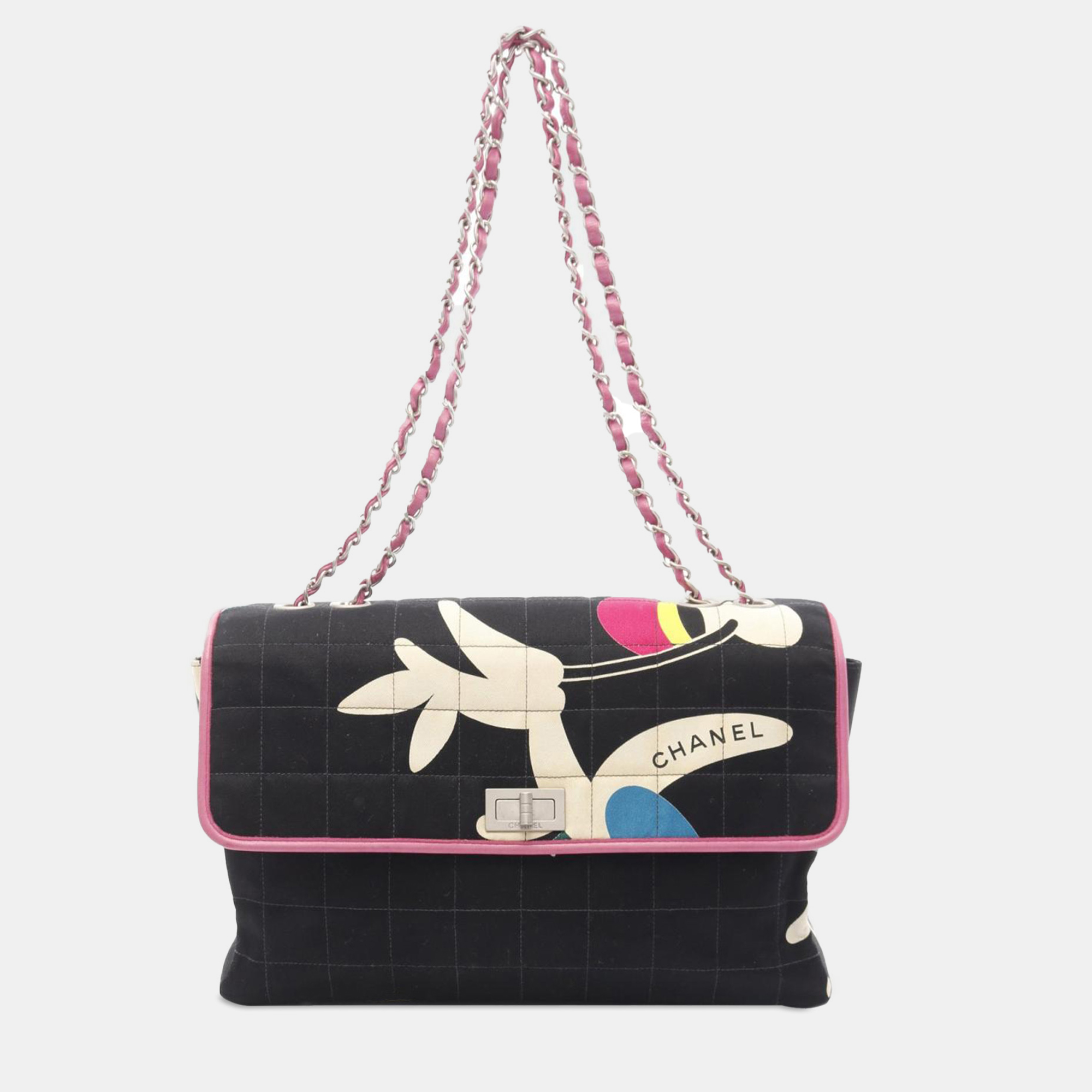 

Chanel Black Chocolate Bar Reissue Canvas Printed Multipocket Flap