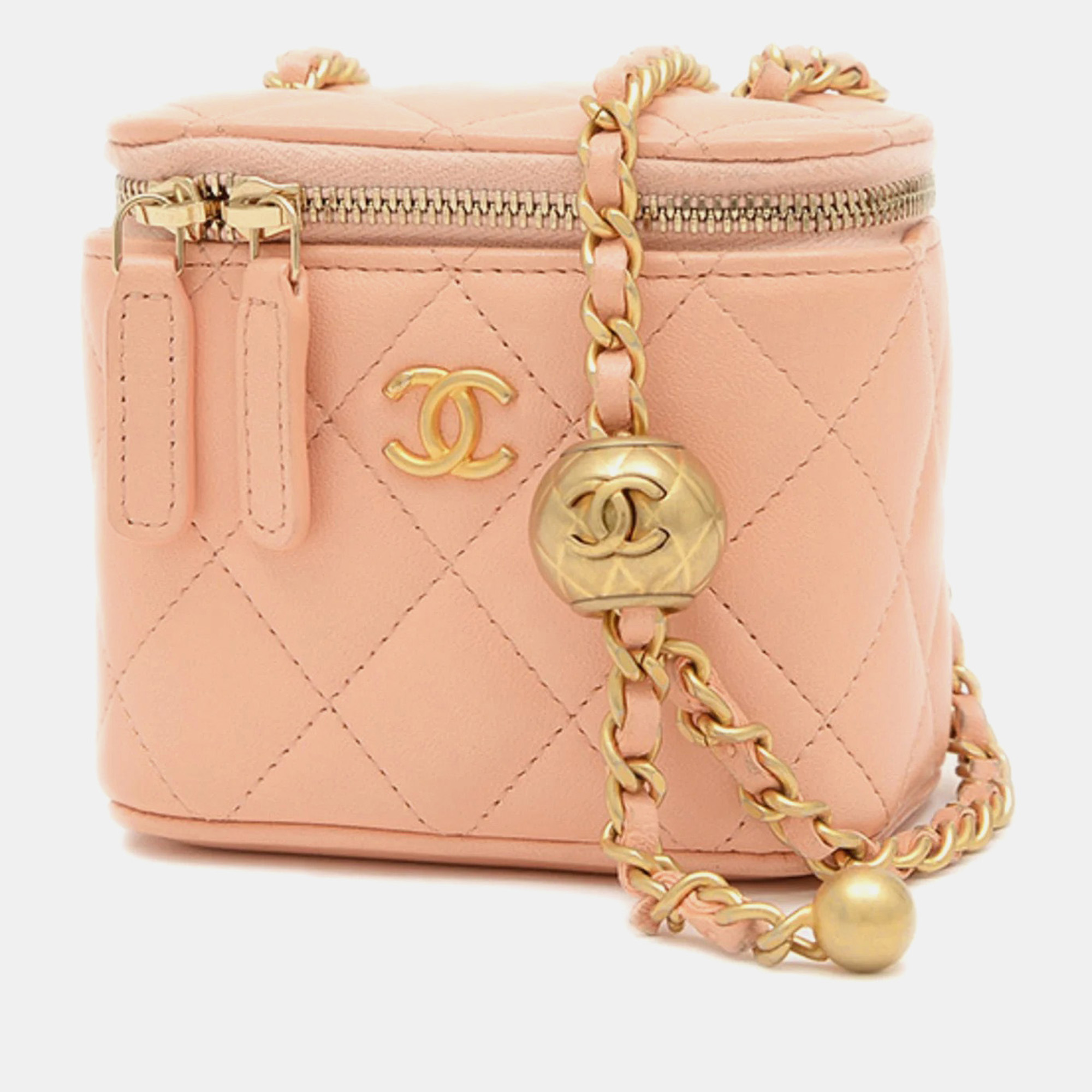 

Chanel Classic Small Vanity Pink/Beige Leather Chain Shoulder Bag