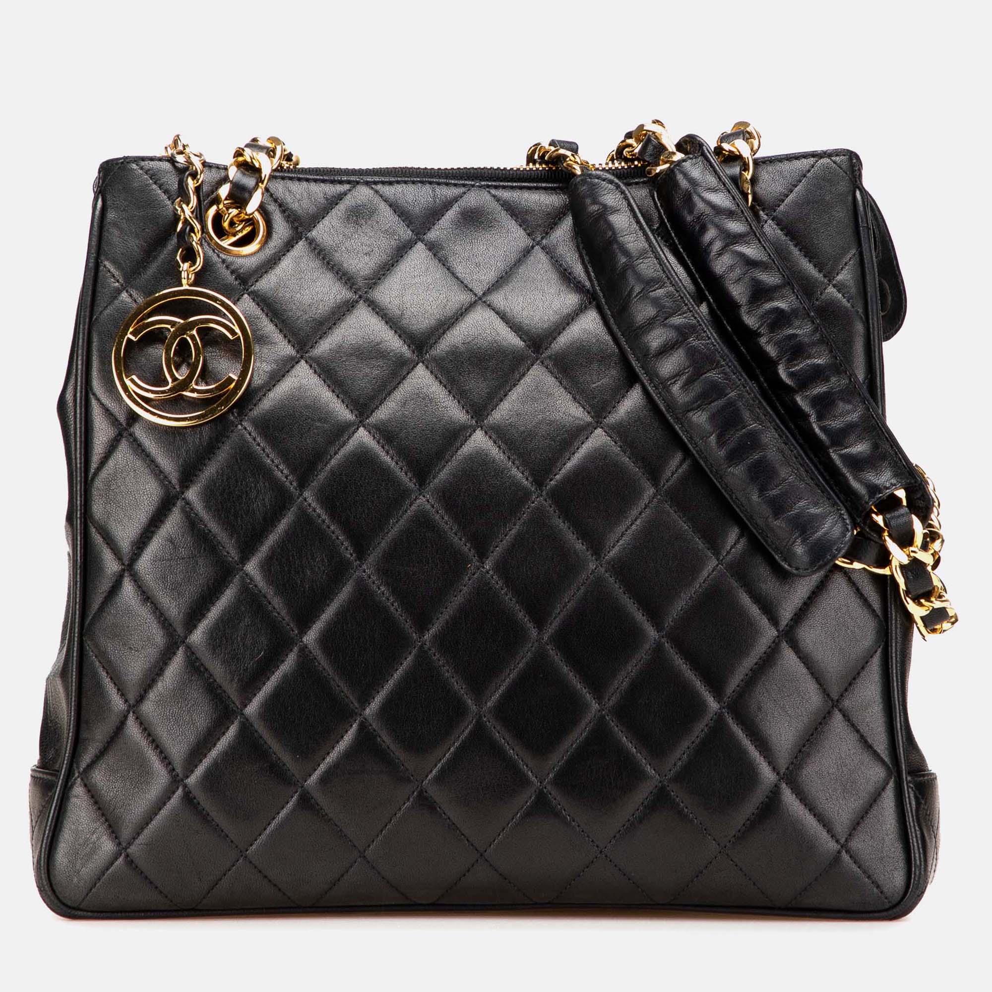 

Chanel Black Quilted Lambskin CC Charm Tote