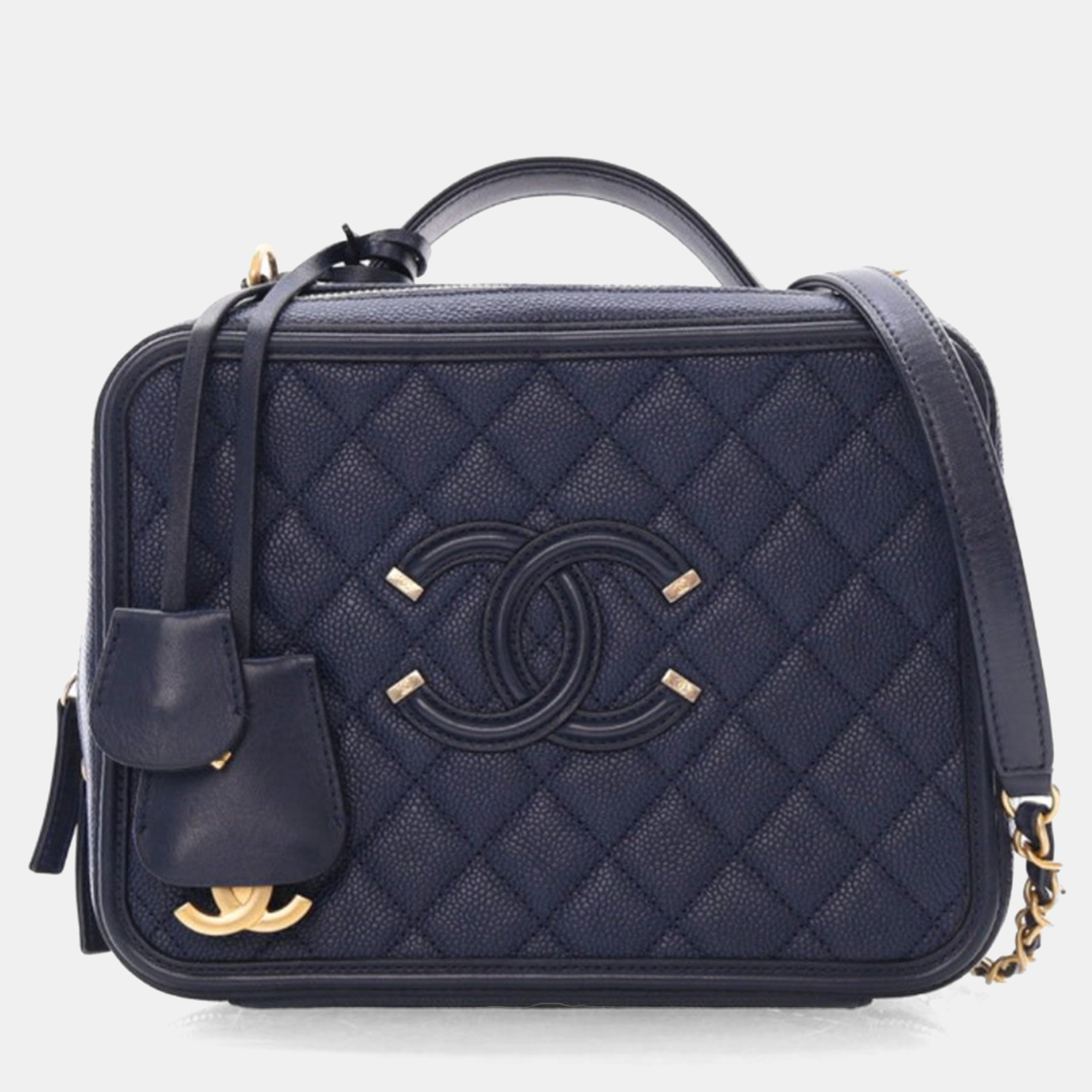 

Chanel Filigree Large Navy Caviar Leather Vanity Case, Blue
