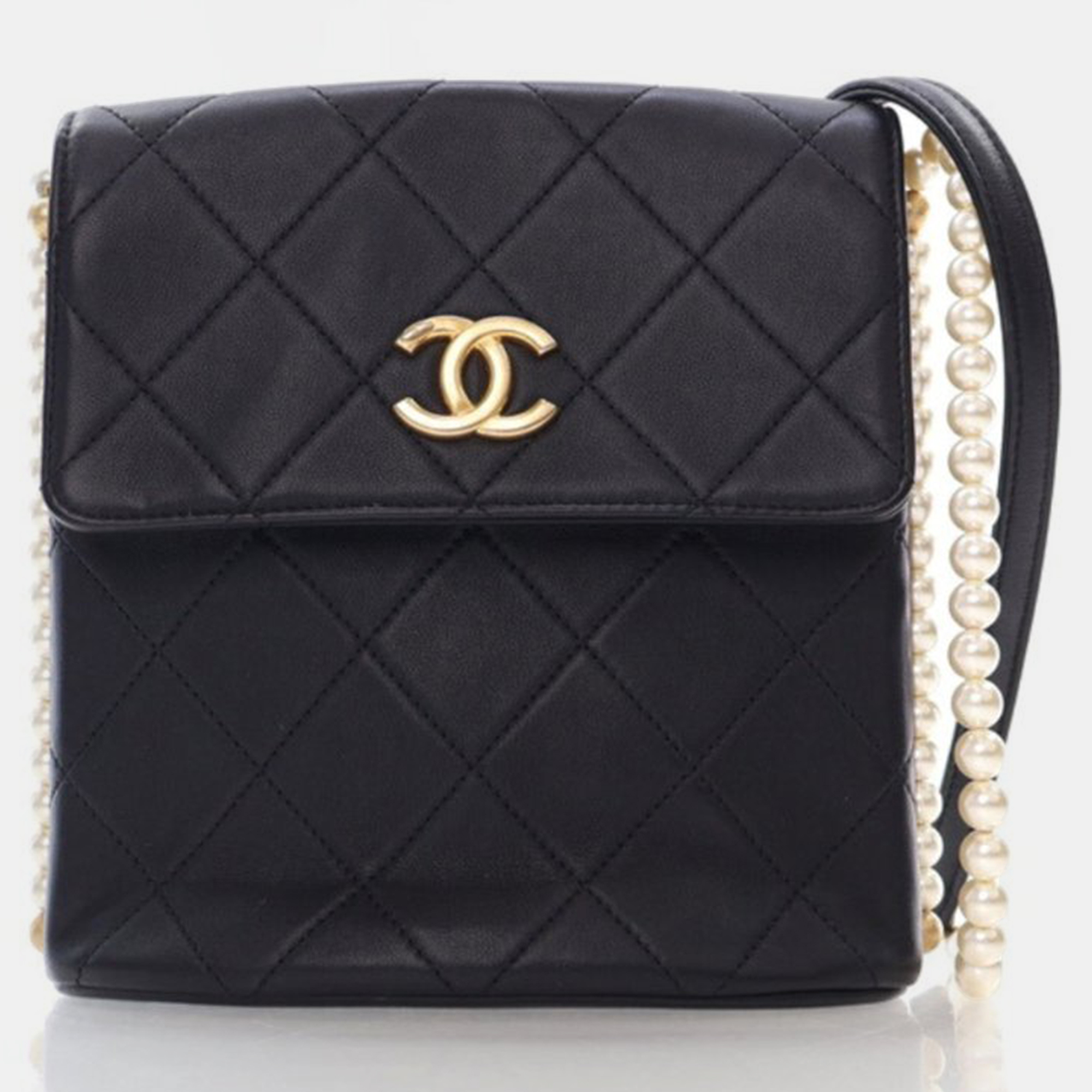 

Chanel Small Black Calfskin About Pearls Hobo