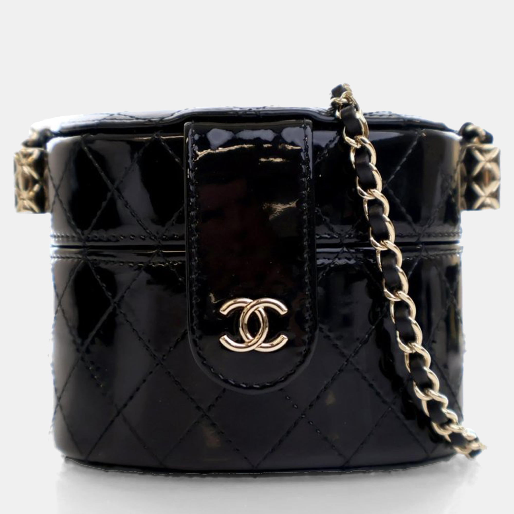 

Chanel Round Vanity Mini Black Patent Leather Shoulder Bag
