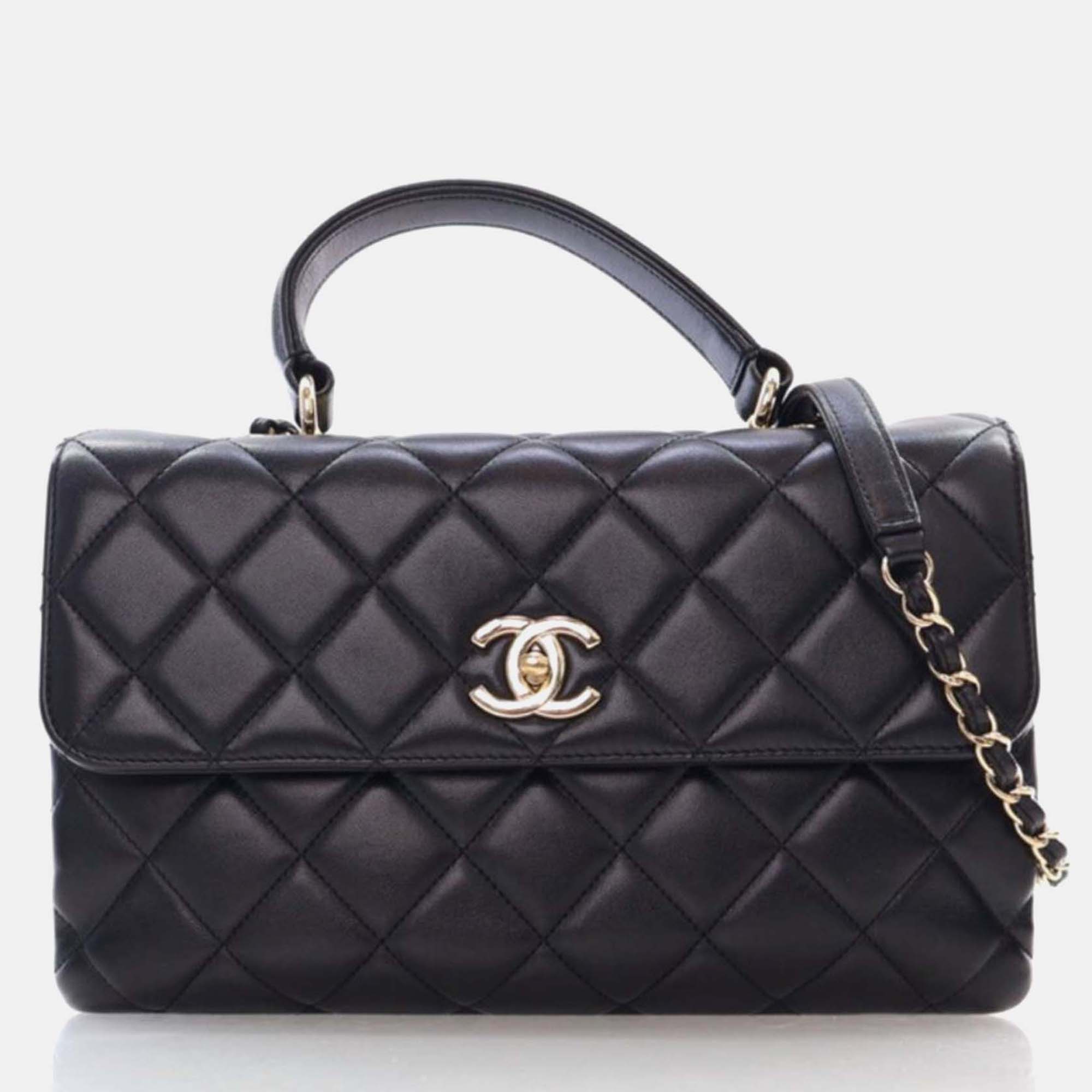 

Chanel Trendy CC Medium Black Lambskin Top Handle Bag