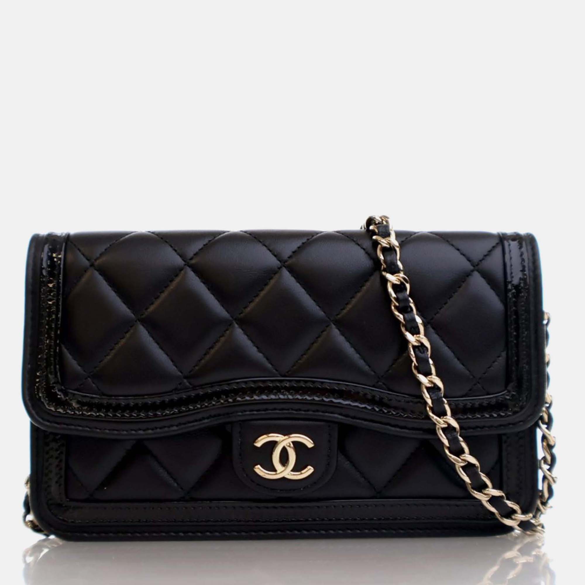 

Chanel Phone Holder Black Lambskin Wallet On Chain