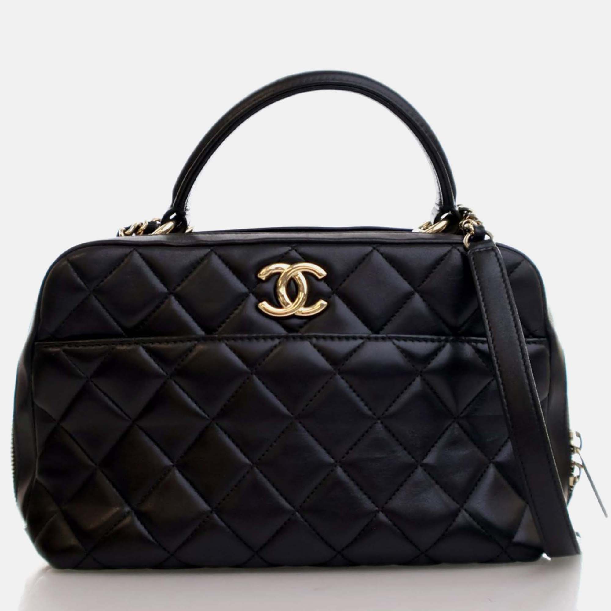 

Chanel Trendy CC Black Lambskin Bowling Bag