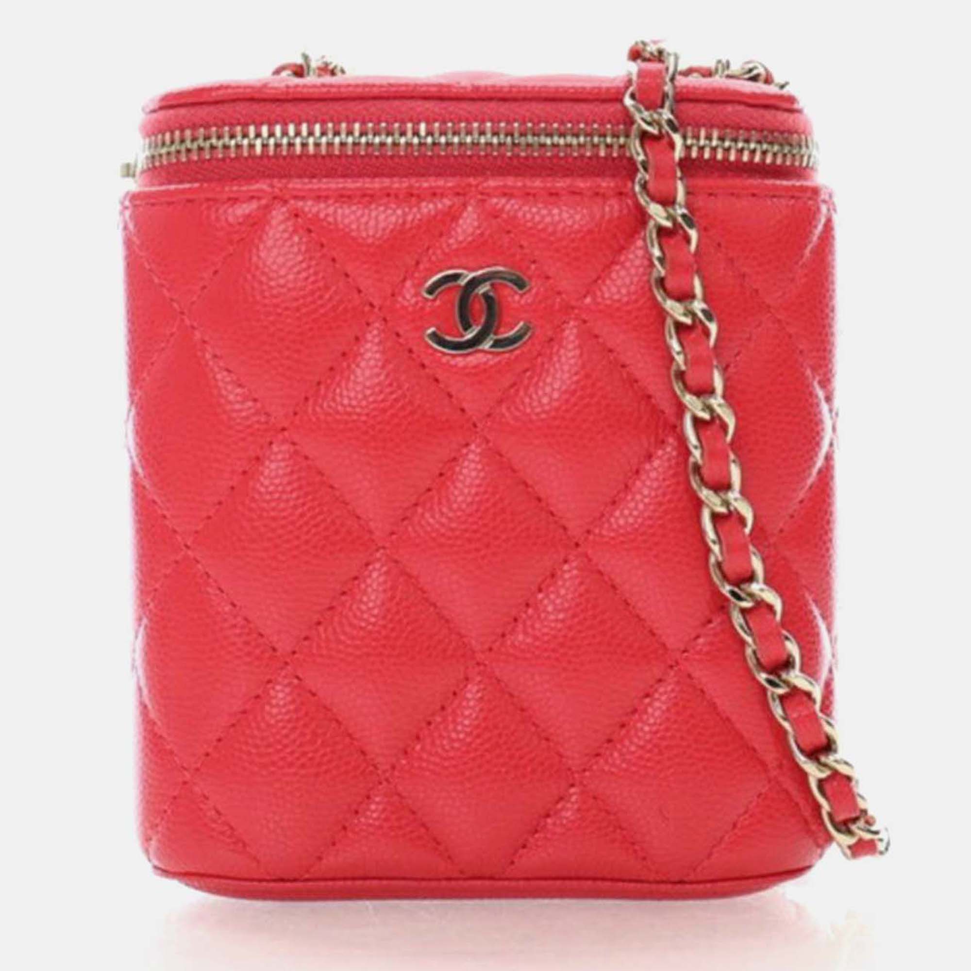 

Chanel Mini Pink Caviar Vanity Case With Chain