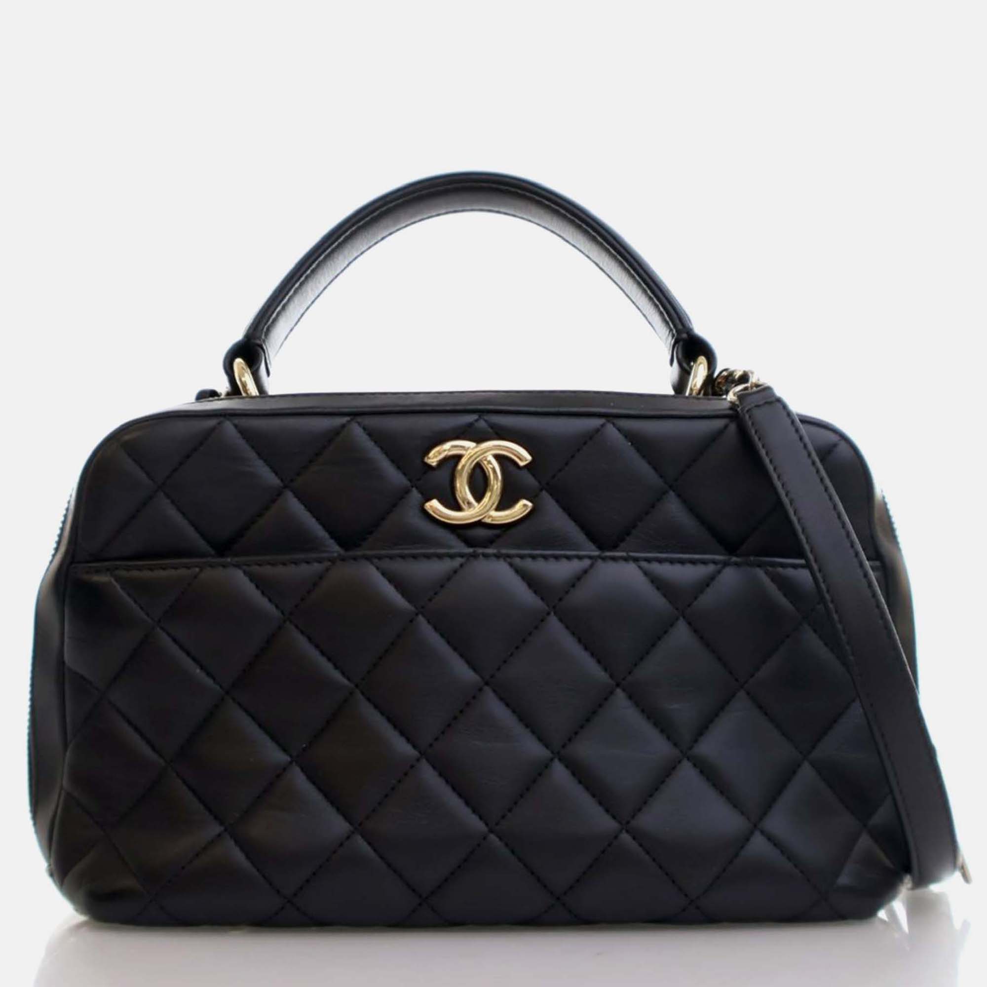 

Chanel Trendy CC Black Calfskin Bowling Bag