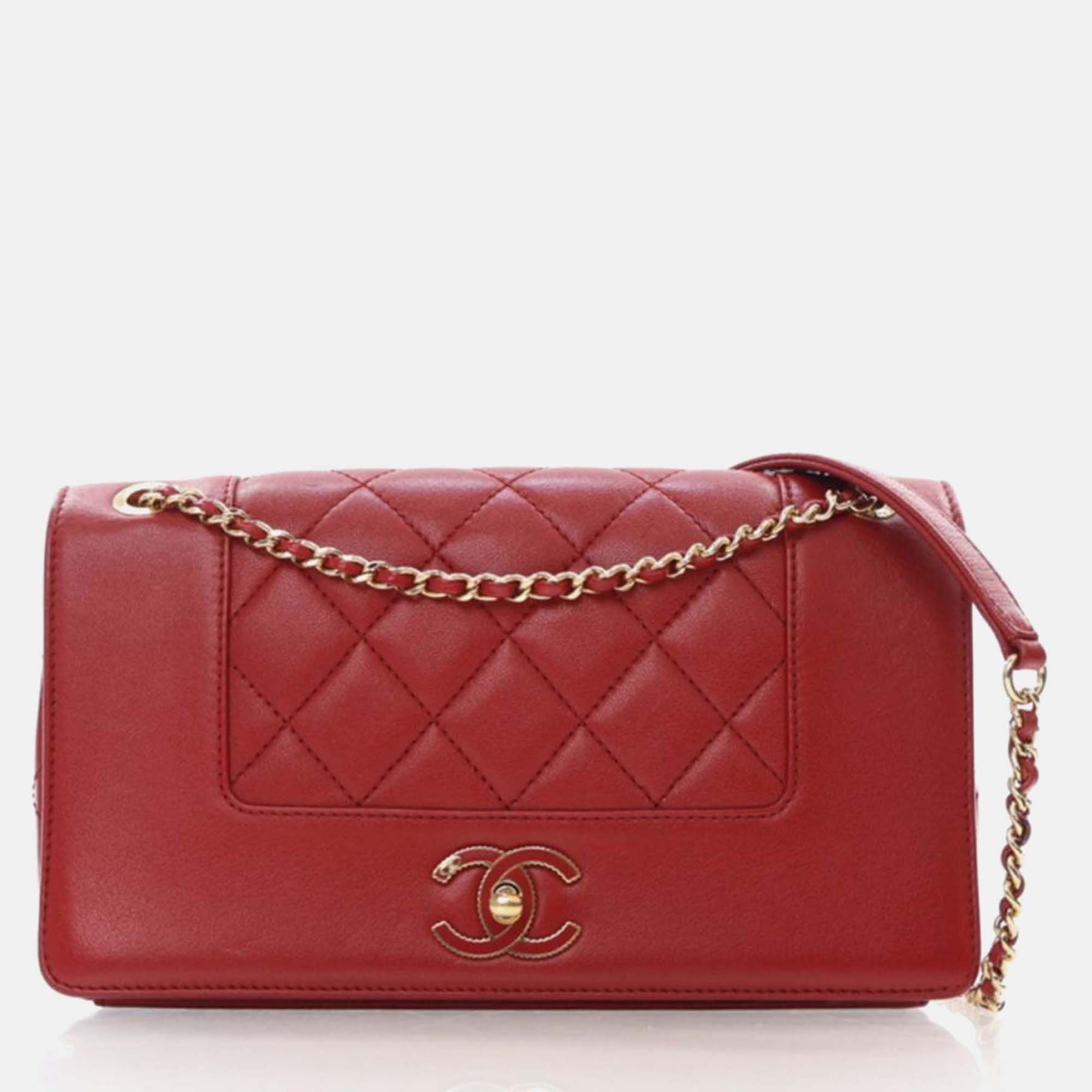 

Chanel Mademoiselle Medium Red Calfskin Flap Bag