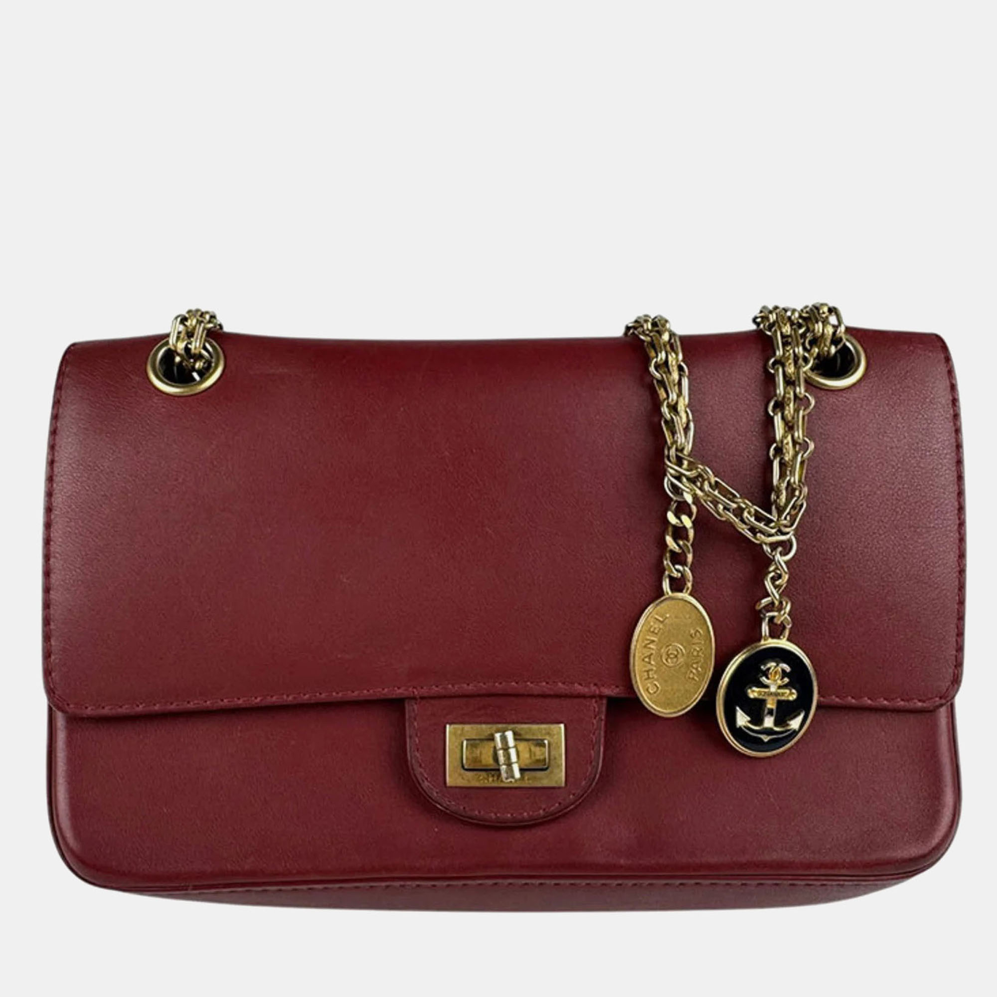 

Chanel 2.55 Leather Red Gold Shoulder Bag