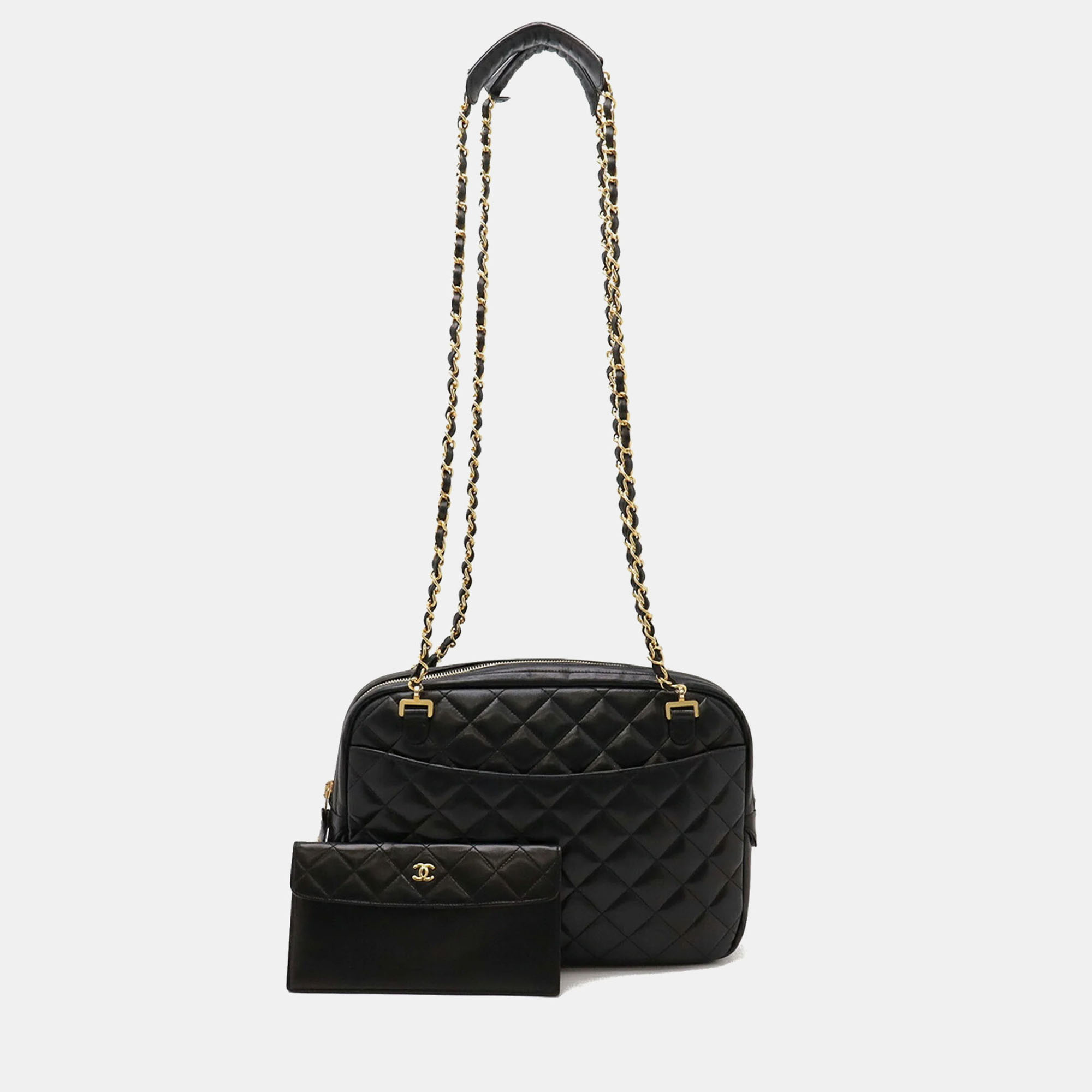 

Chanel CC Vintage Black Leather Quilted Camera Bag