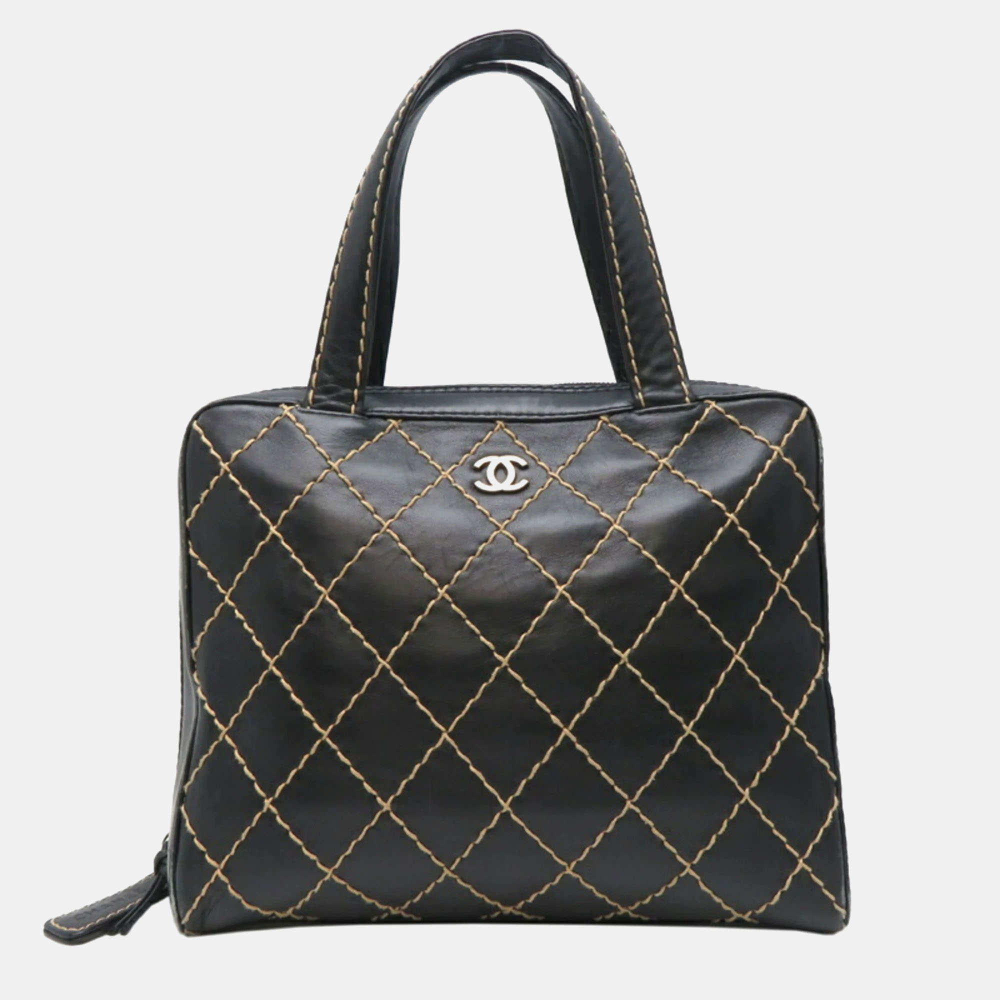 Pre-owned Chanel Wild Stitch Leather Black Tote Bag