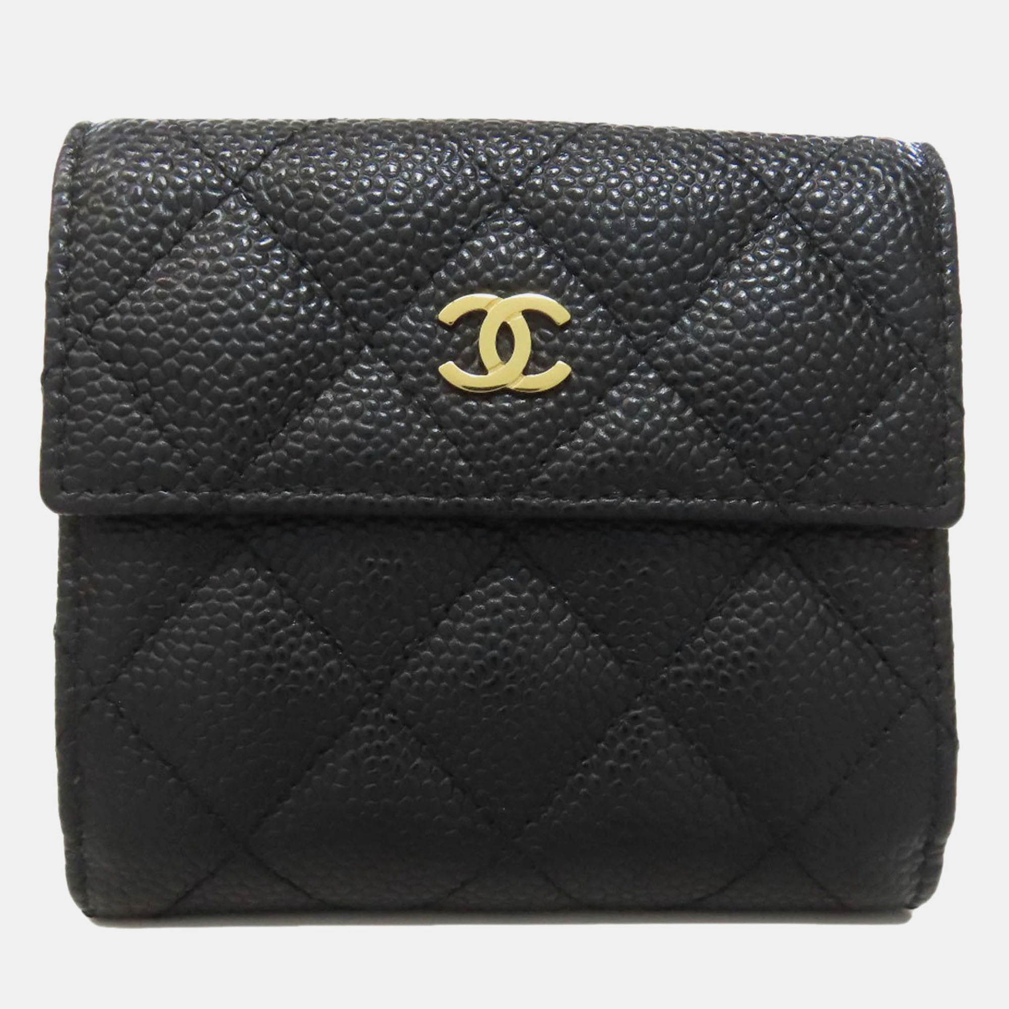 

Chanel Matelasse Coco Mark Grained Calfskin Bi-Fold Wallet, Black