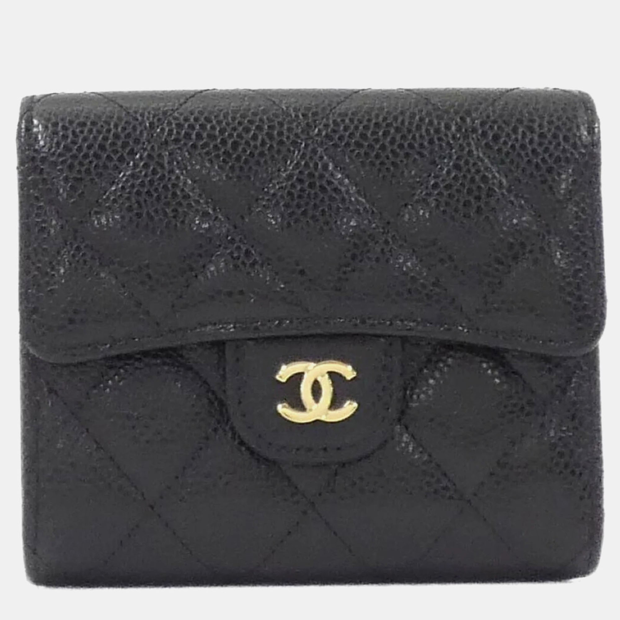 Pre-owned Chanel Timeless Classic Line Wallet In Black
