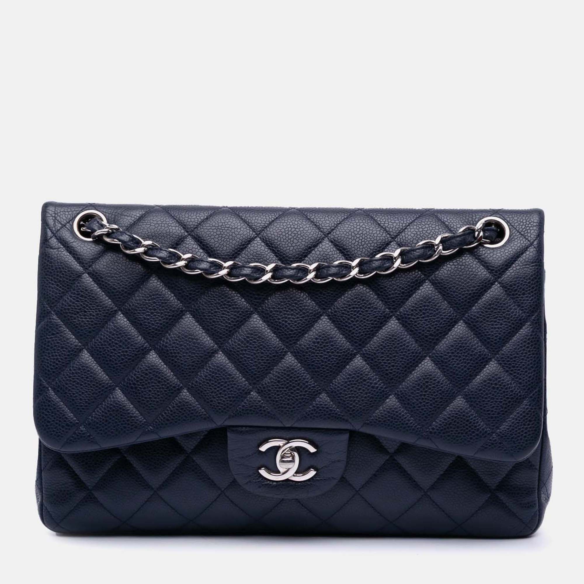 

Chanel Blue Medium Classic Caviar Double Flap