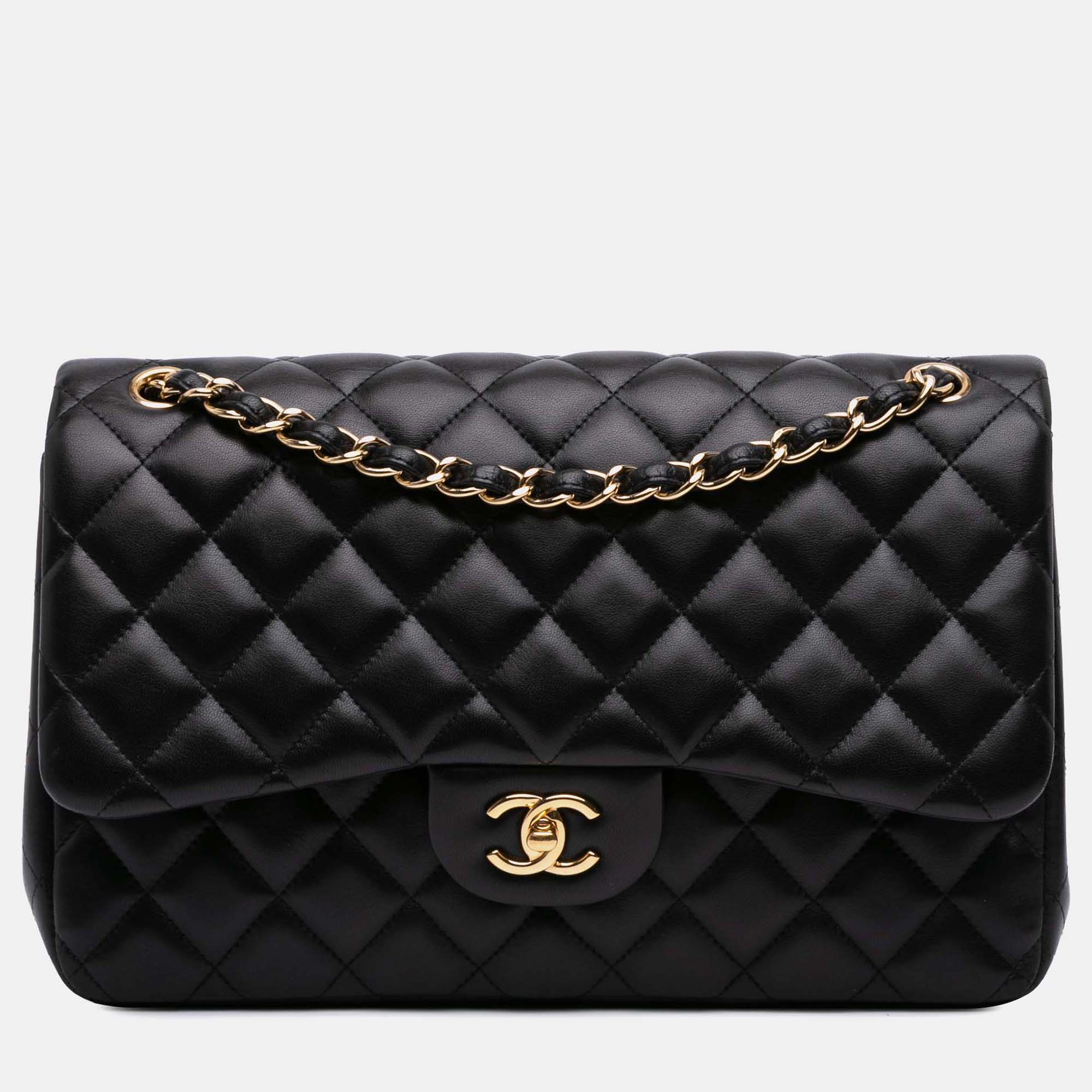 

Chanel Black Jumbo Classic Lambskin Double Flap