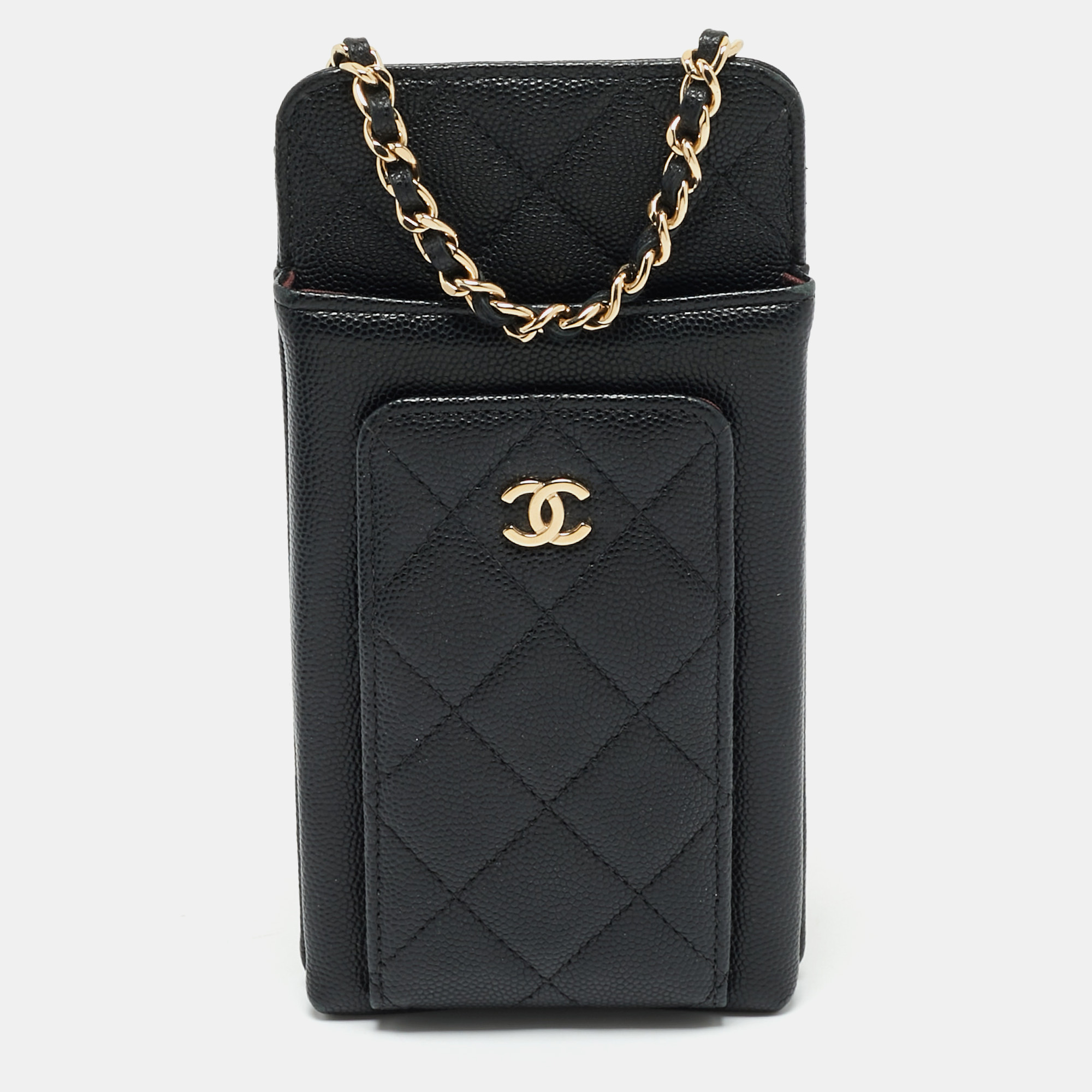 

Chanel Black Quilted Caviar Leather O-Phone Holder Crossbody Bag