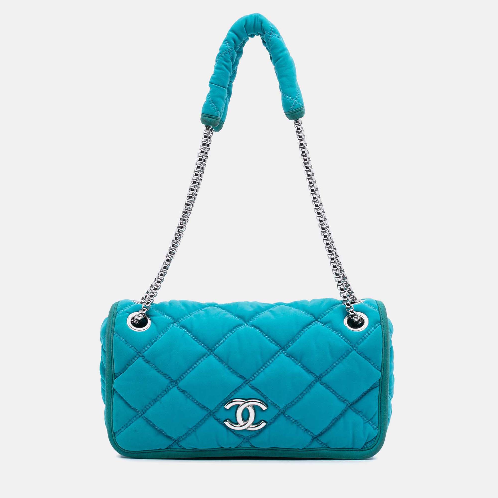 

Chanel Blue Small Quilted Nylon Bubble Flap