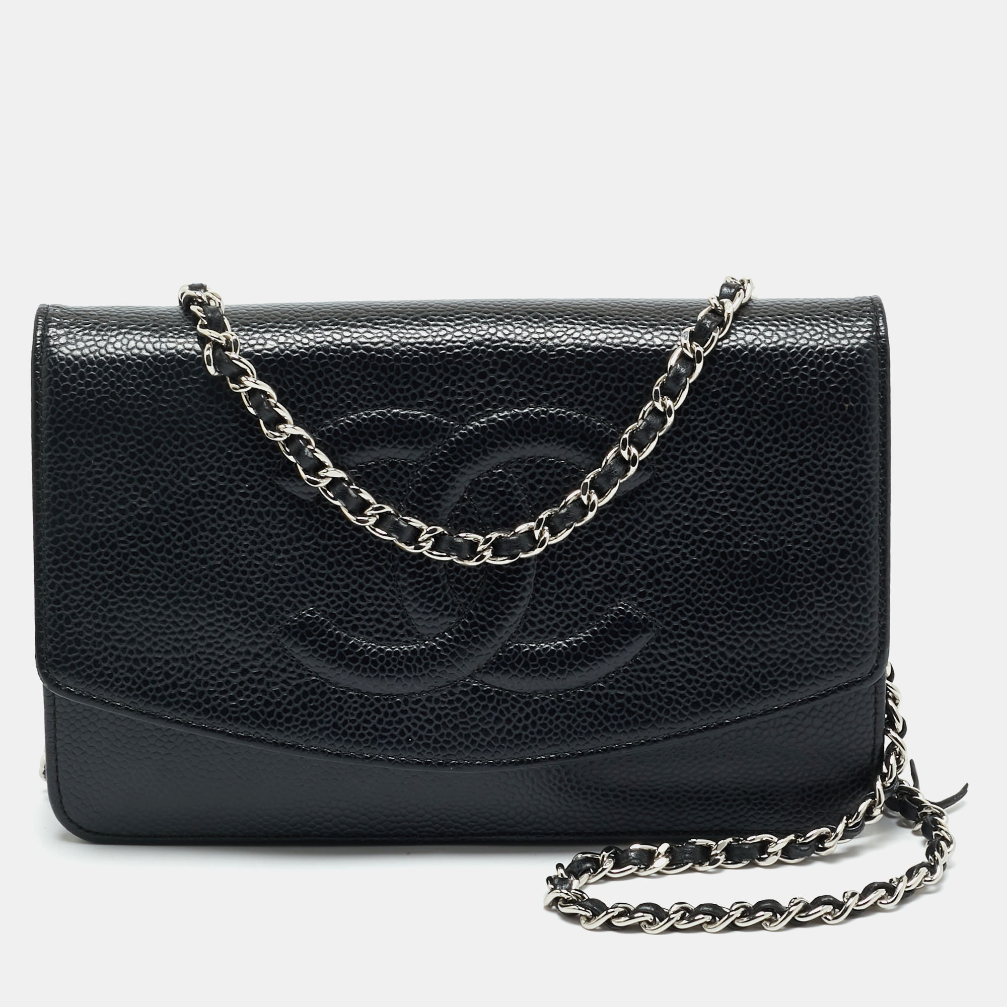 

Chanel Black Caviar Leather CC Timeless Wallet On Chain