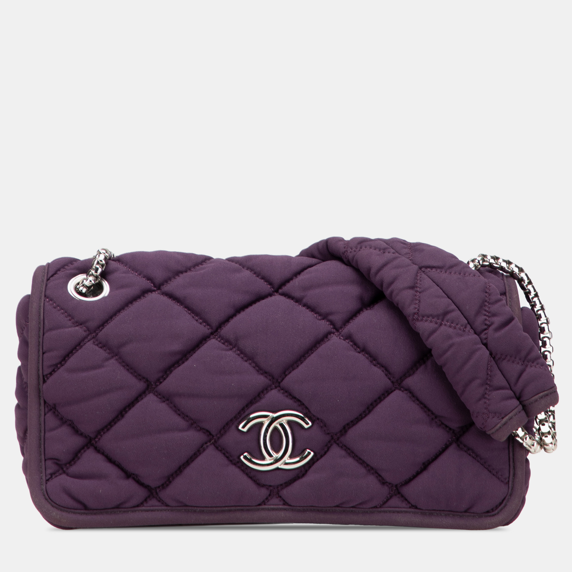 

Chanel Purple Small Quilted Nylon Bubble Flap