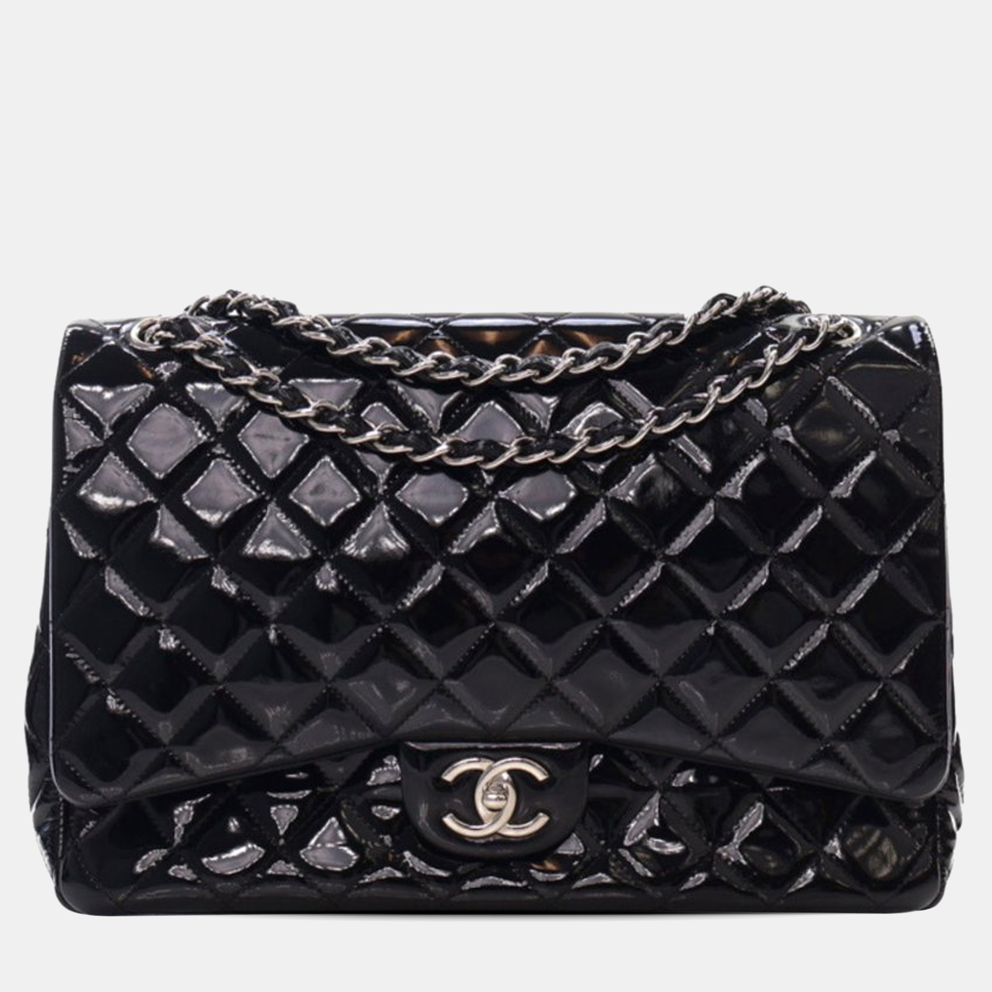 

Chanel Black Maxi Classic Patent Double Flap