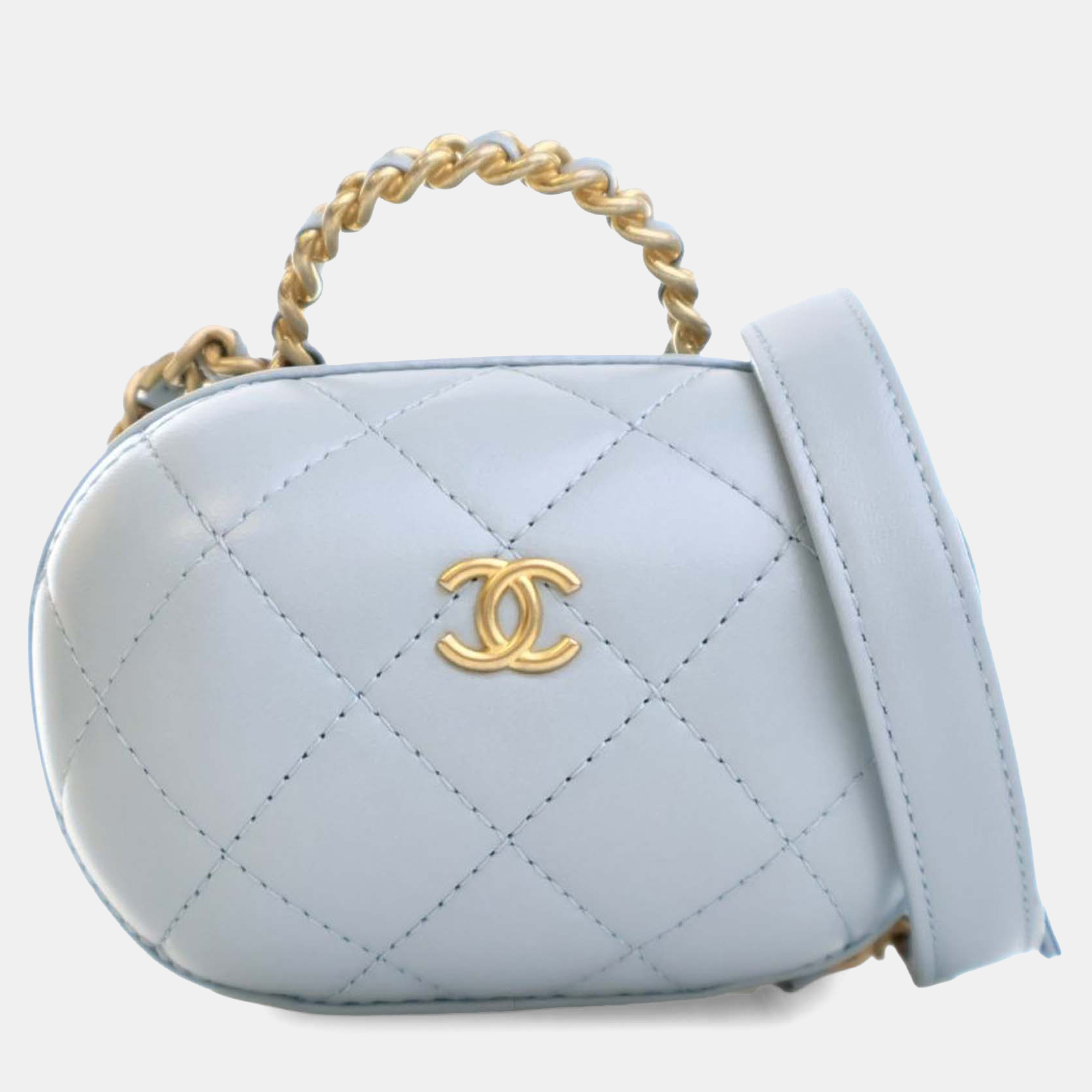 

Chanel Blue Quilted Lambskin CC Bubble Vanity Case With Chain