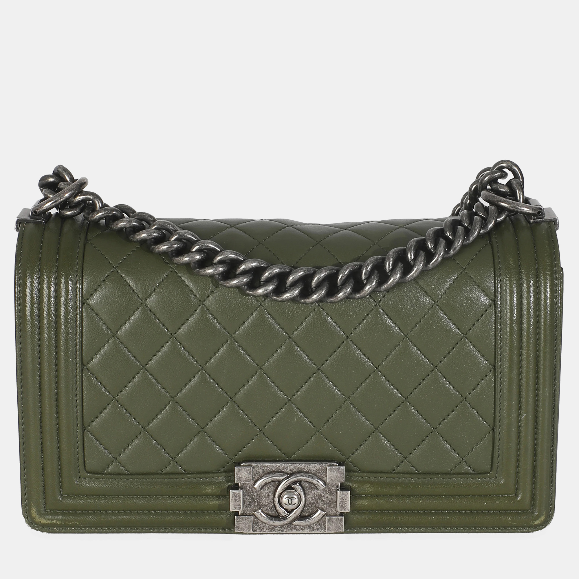 

Chanel Green Quilted Lambskin Old Medium Boy Bag