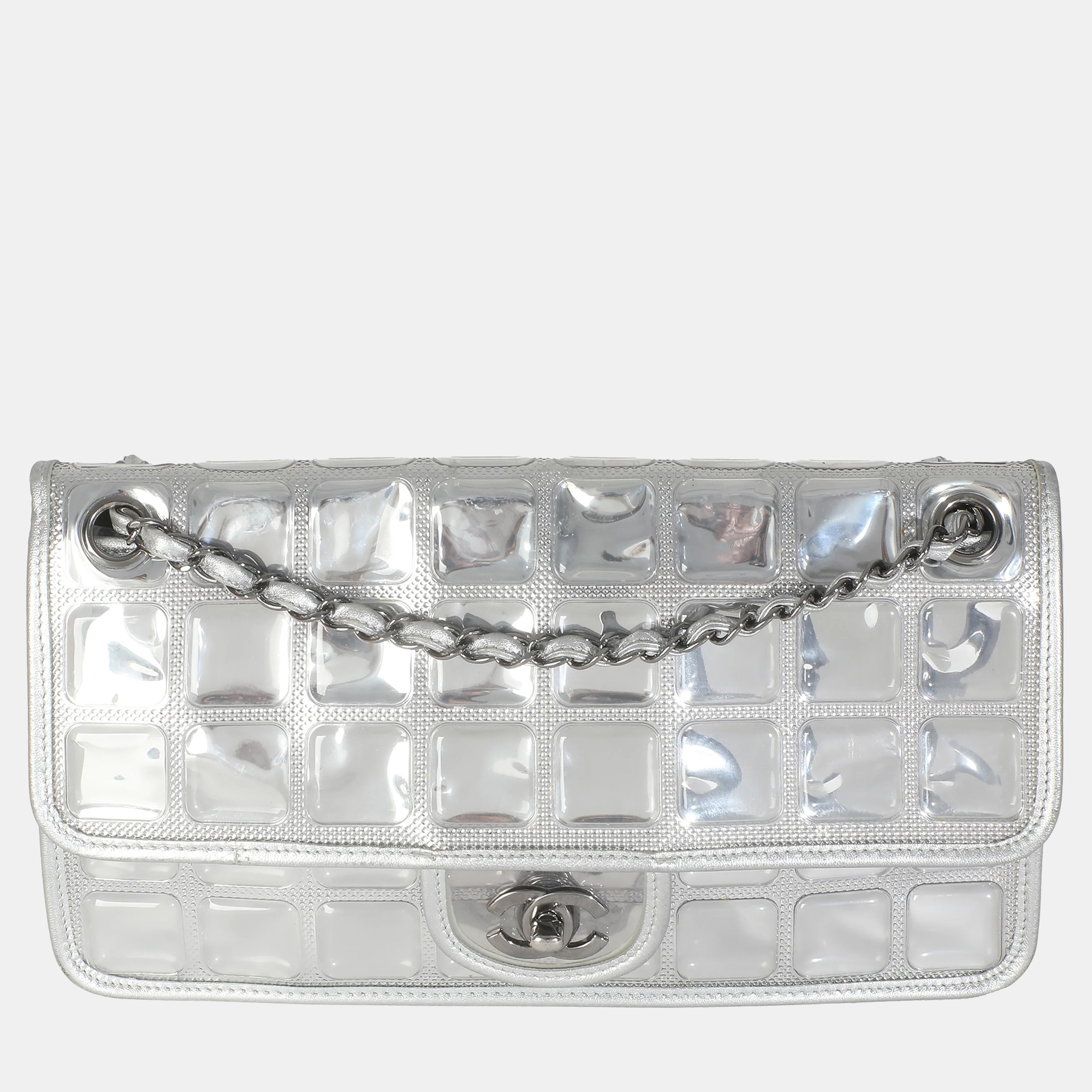 

Chanel Silver PVC Calfskin Ice Cube Flap