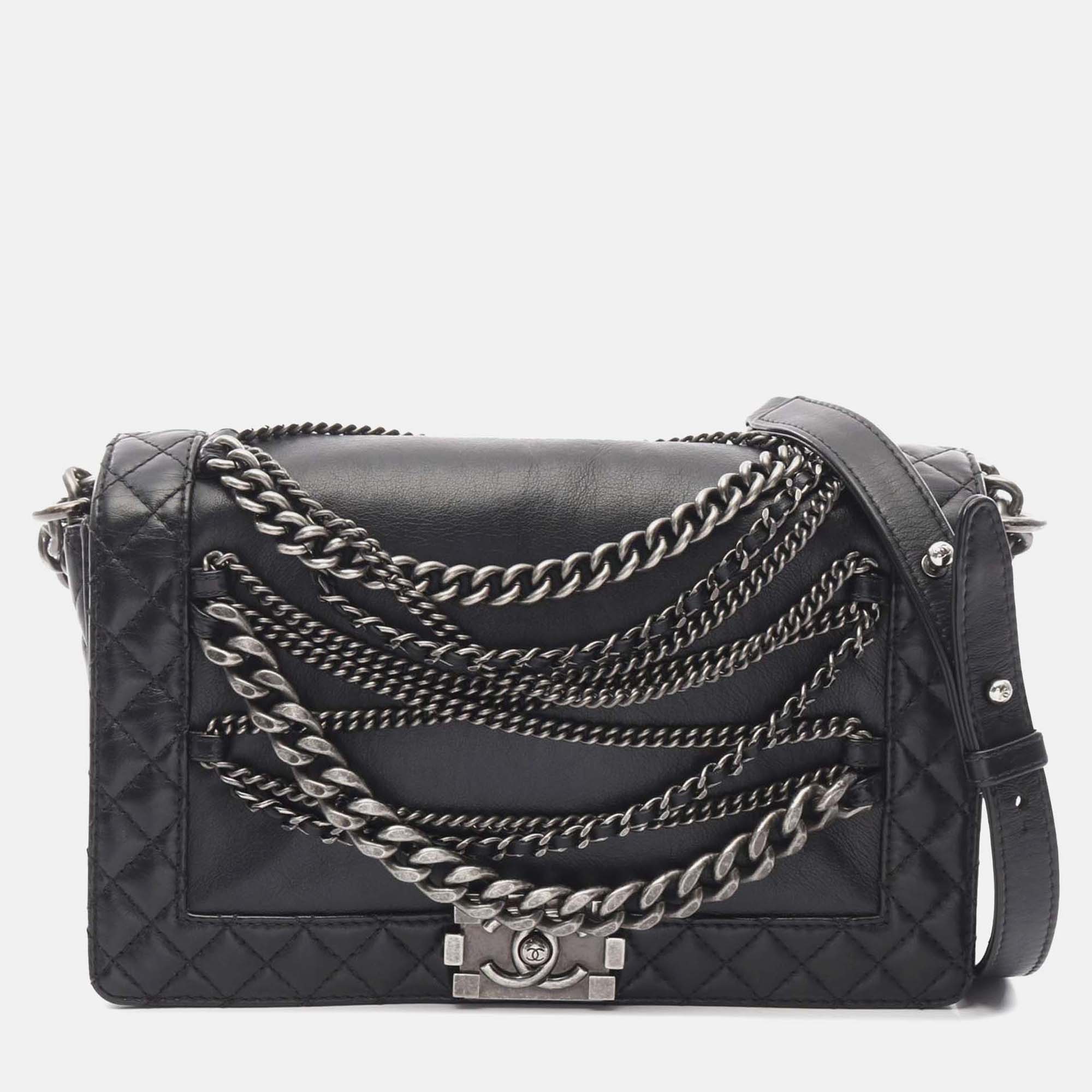 

Chanel Black Medium Calfskin Enchained Boy Flap