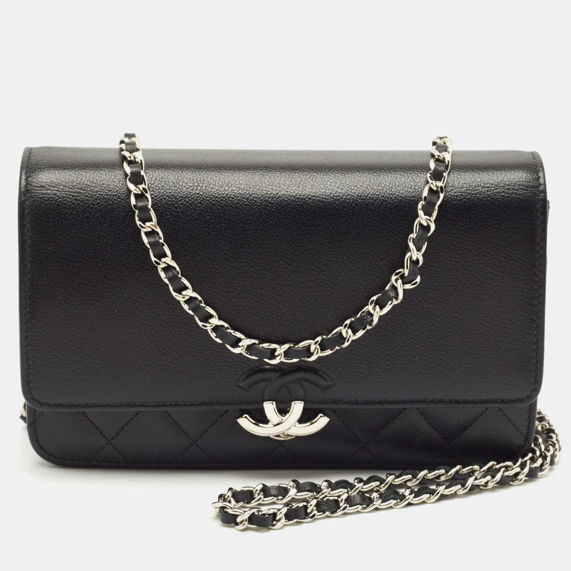 

Chanel Black Quilted Caviar Leather CC Box Wallet on Chain