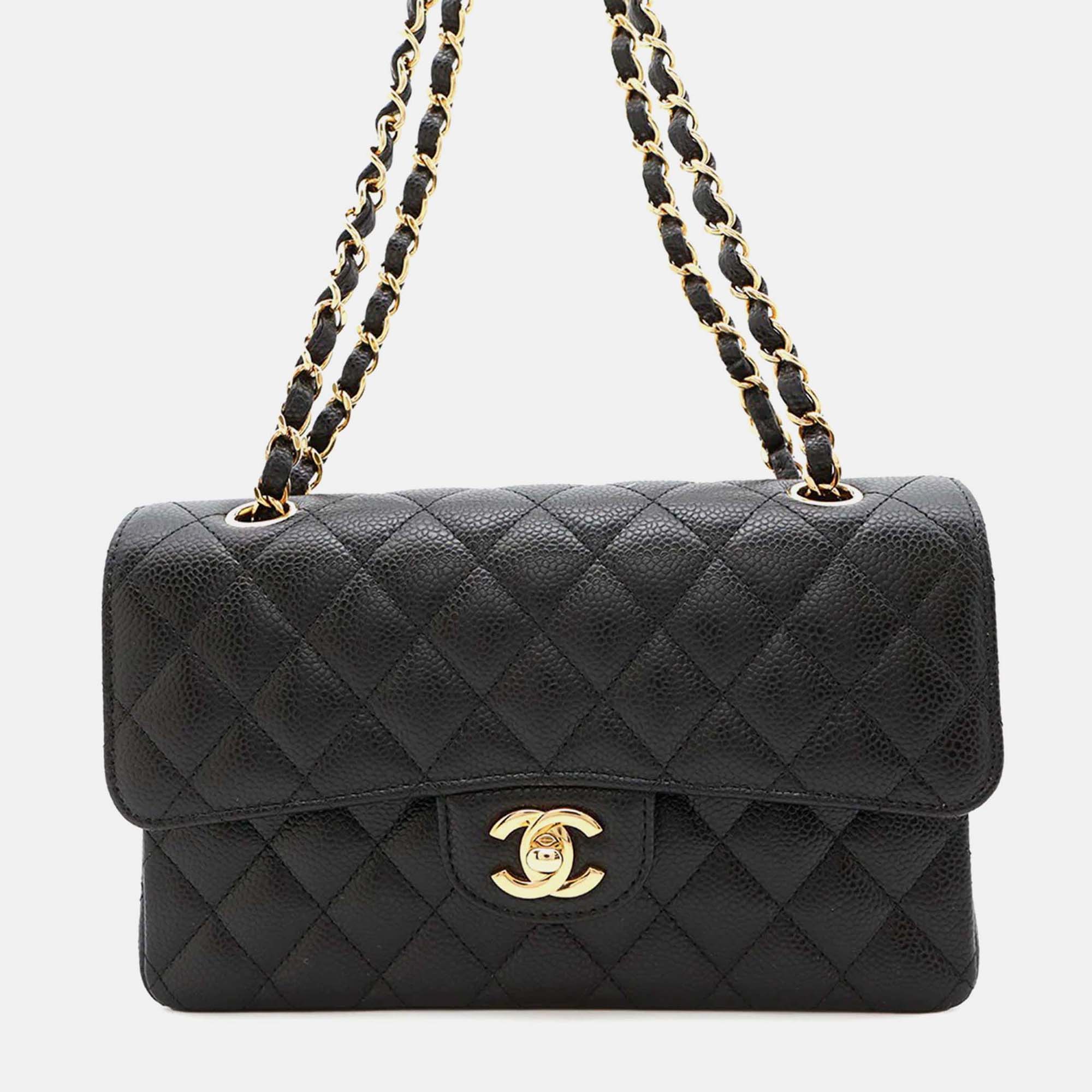

Chanel Classic Double Flap Small Black Caviar Leather Chain Shoulder Bag