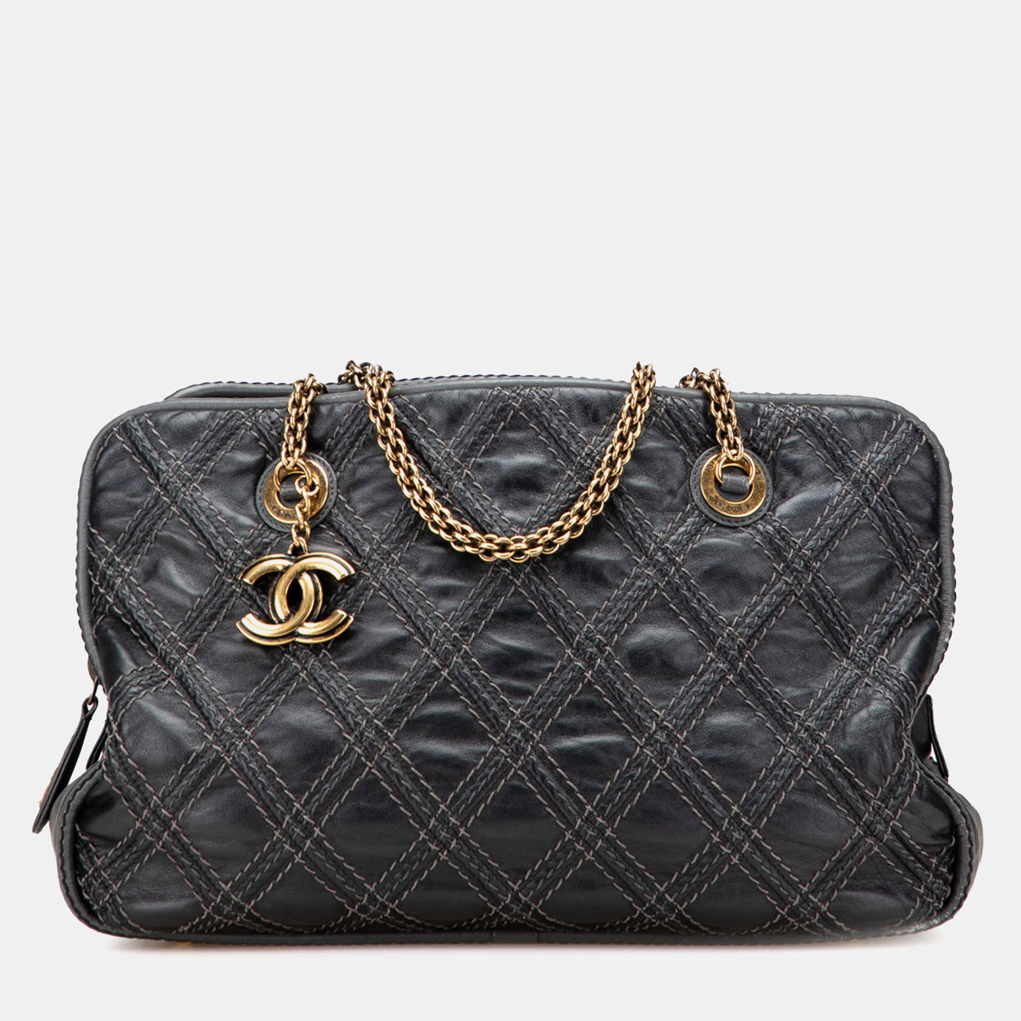 

Chanel Black Quilted Calfskin Stitch Triptych Shoulder Bag