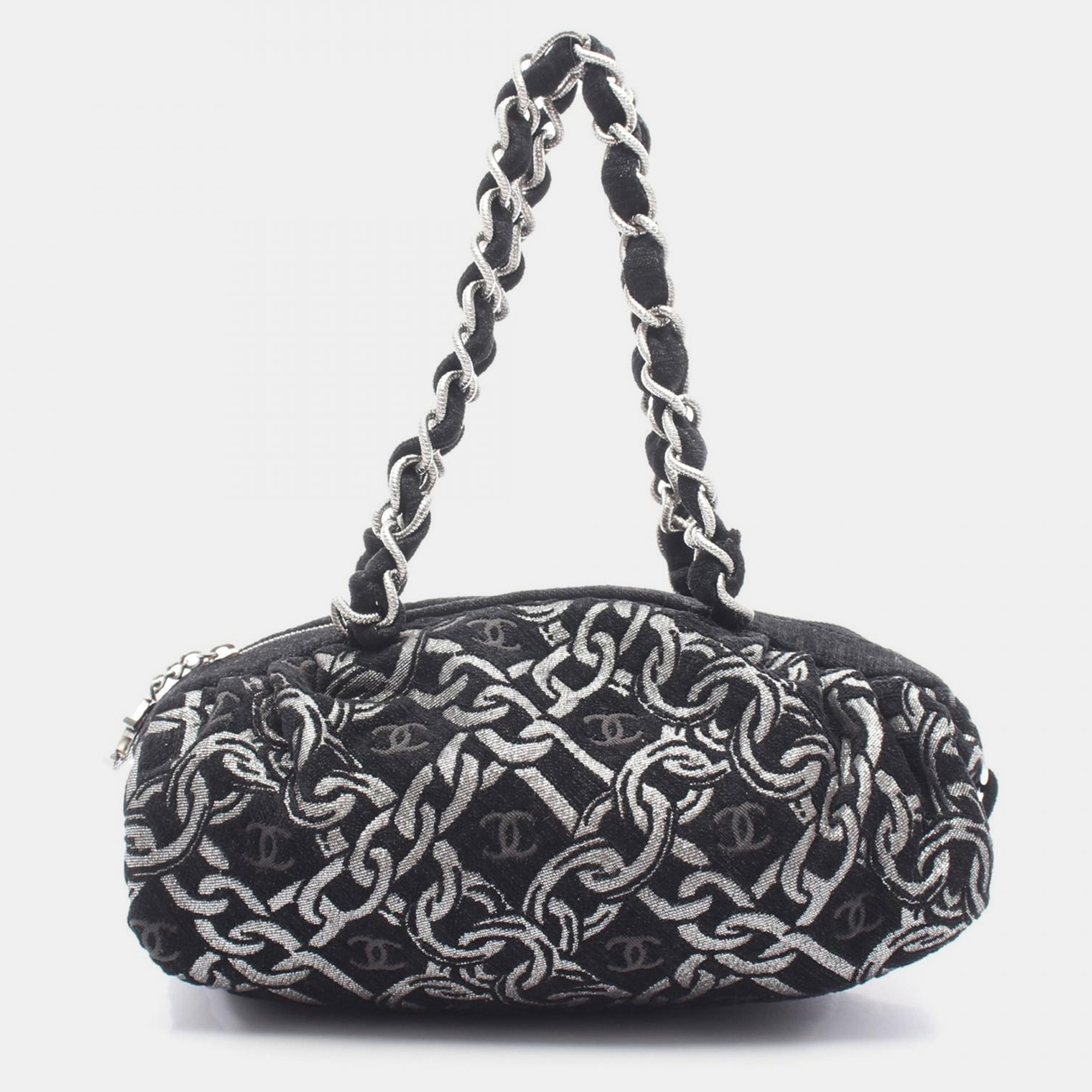

Chanel Coco Mark Chain Handbag Fabric Velor Black