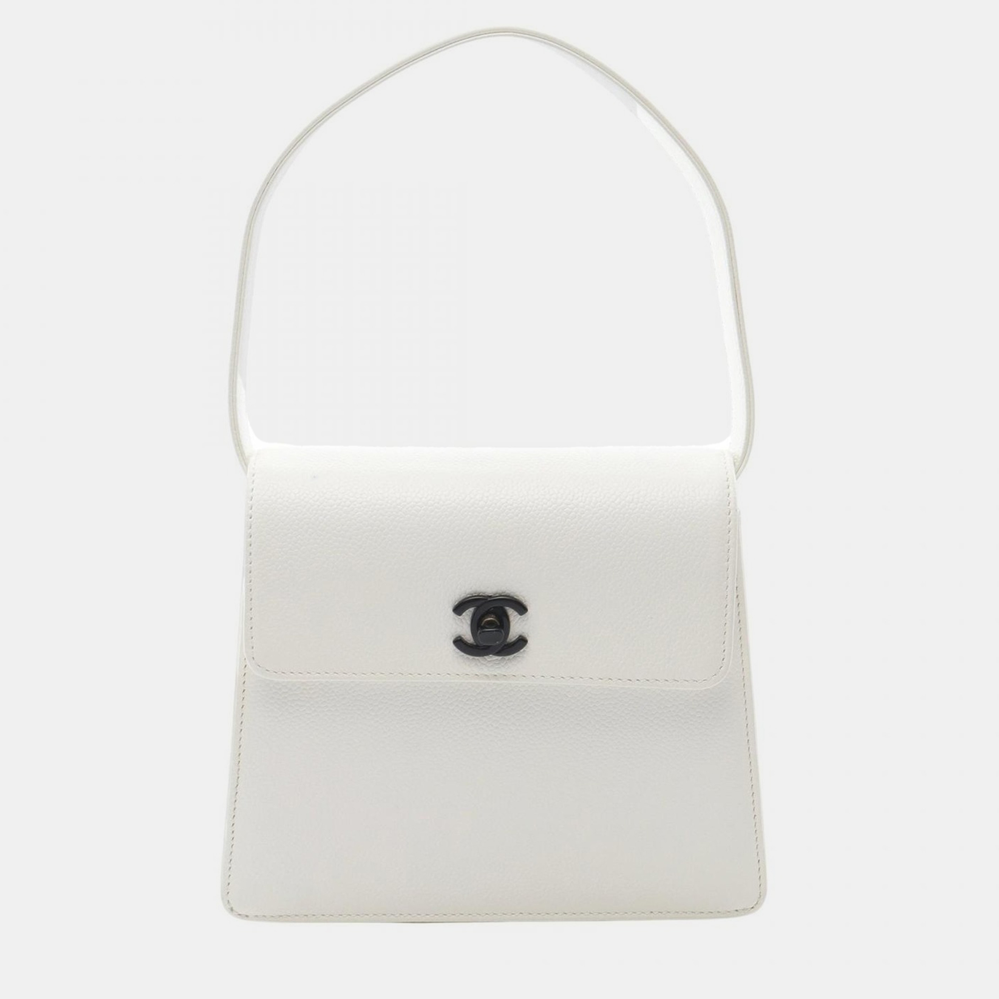 

Chanel Coco Mark Handbag Leather Grained Calfskin White Cc Coco