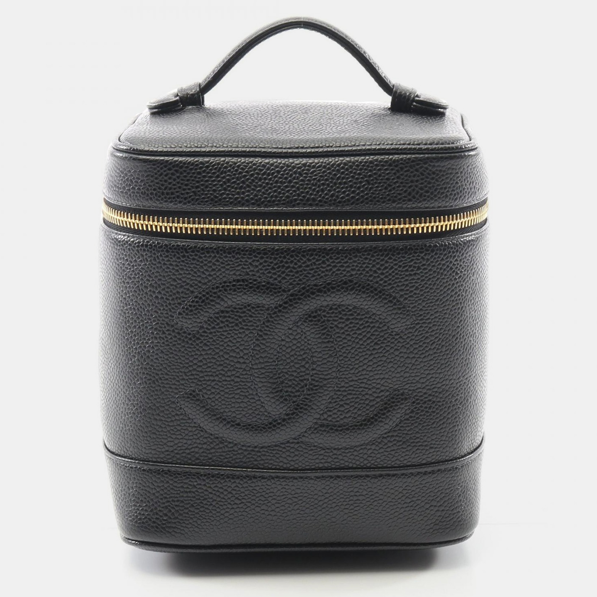 

Chanel Vertical Vanity Black Leather Top Handle Bag