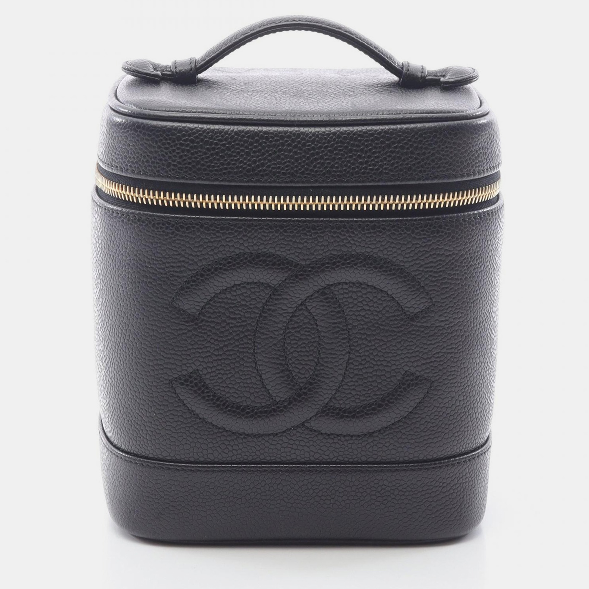 

Chanel Coco Mark Vanity Handbag Grained Calfskin Black Ghw Cc