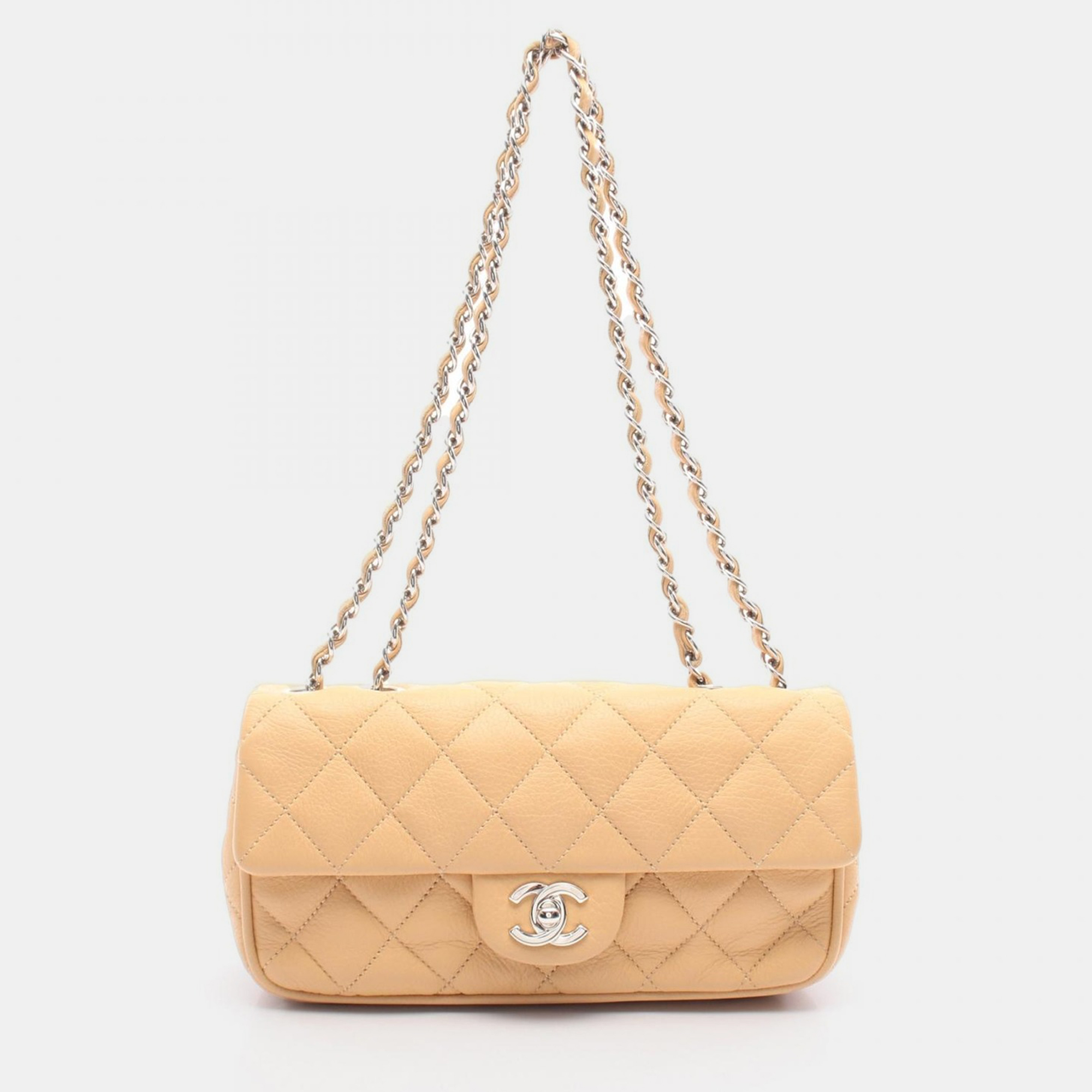 

Chanel Single Flap Beige Leather Shoulder Bag