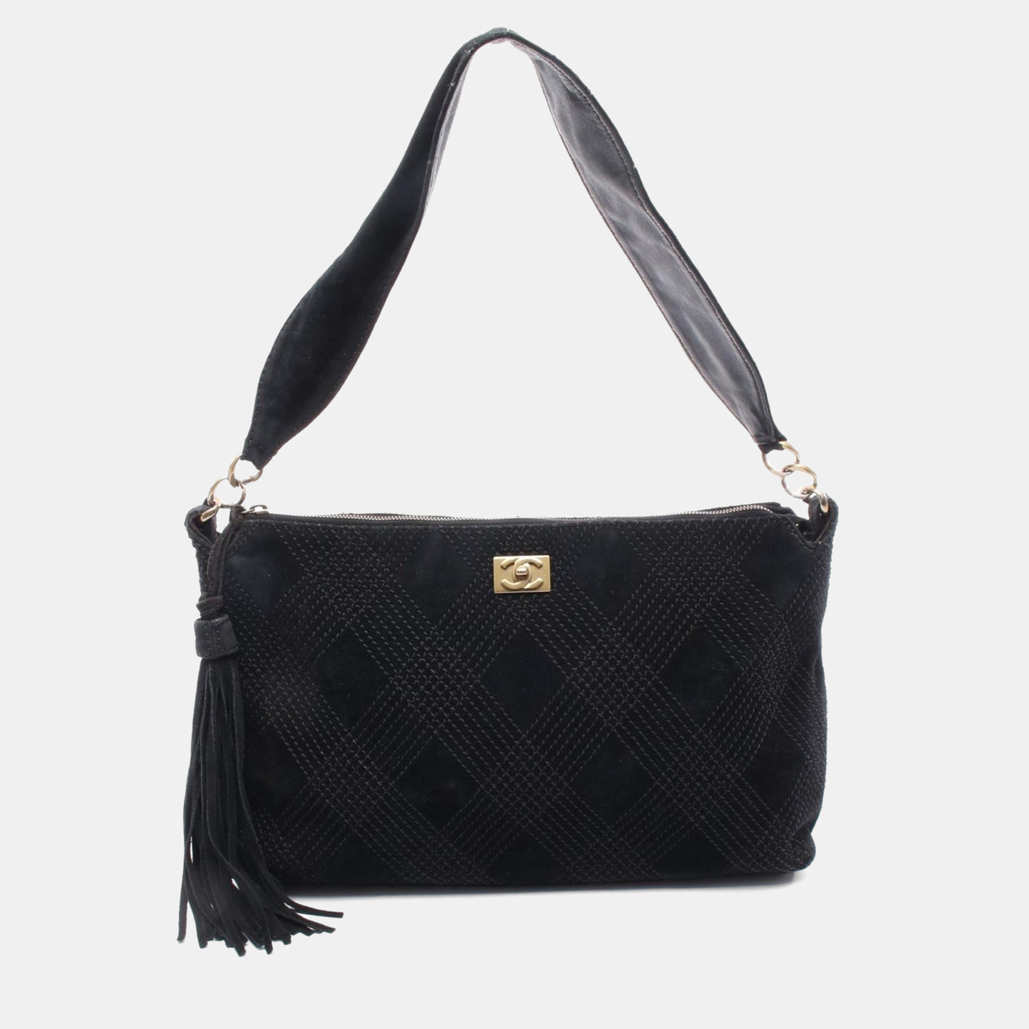 

Chanel CC Tassel Black Suede Shoulder Bag