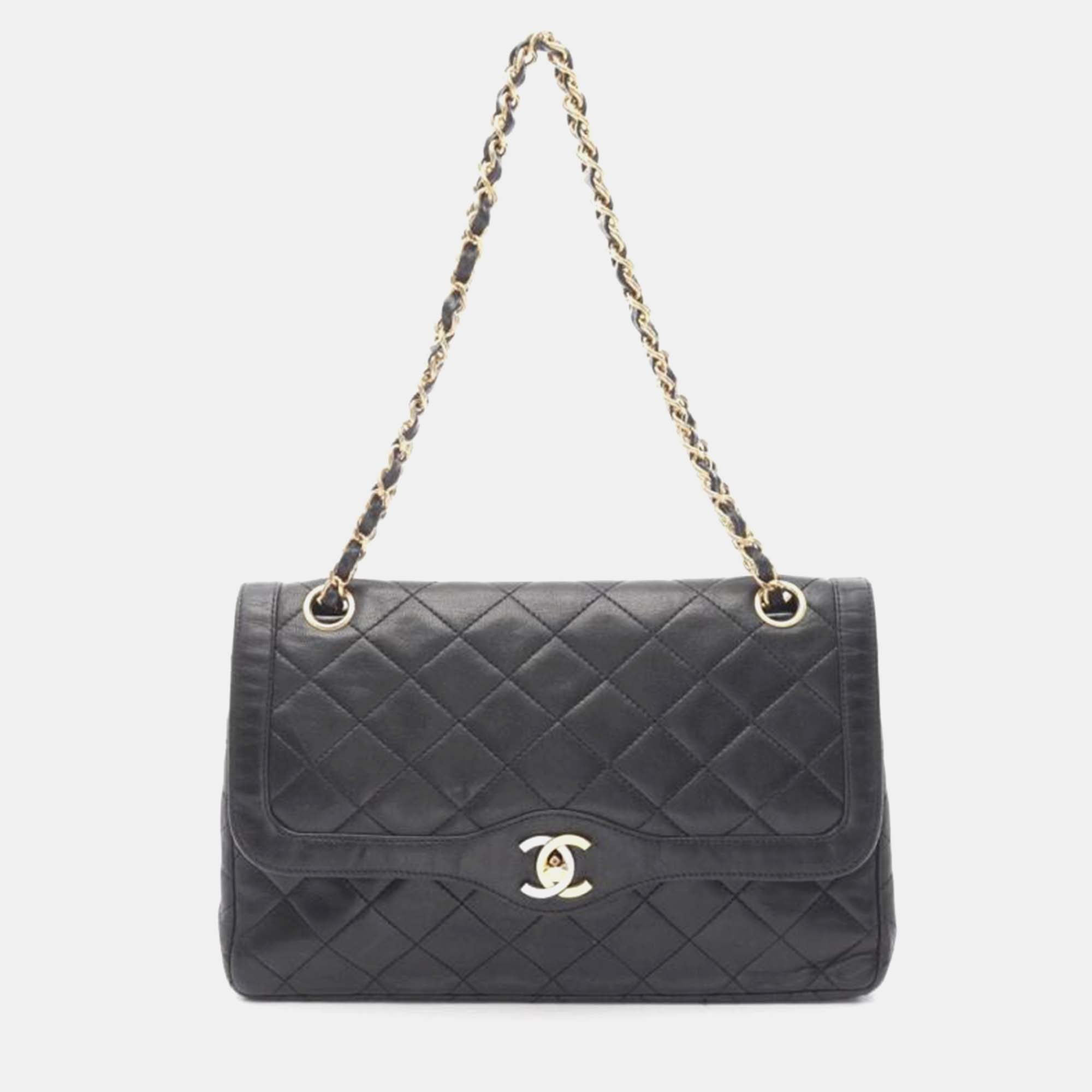 

Chanel Matelasse Paris Limited W Flap, Black