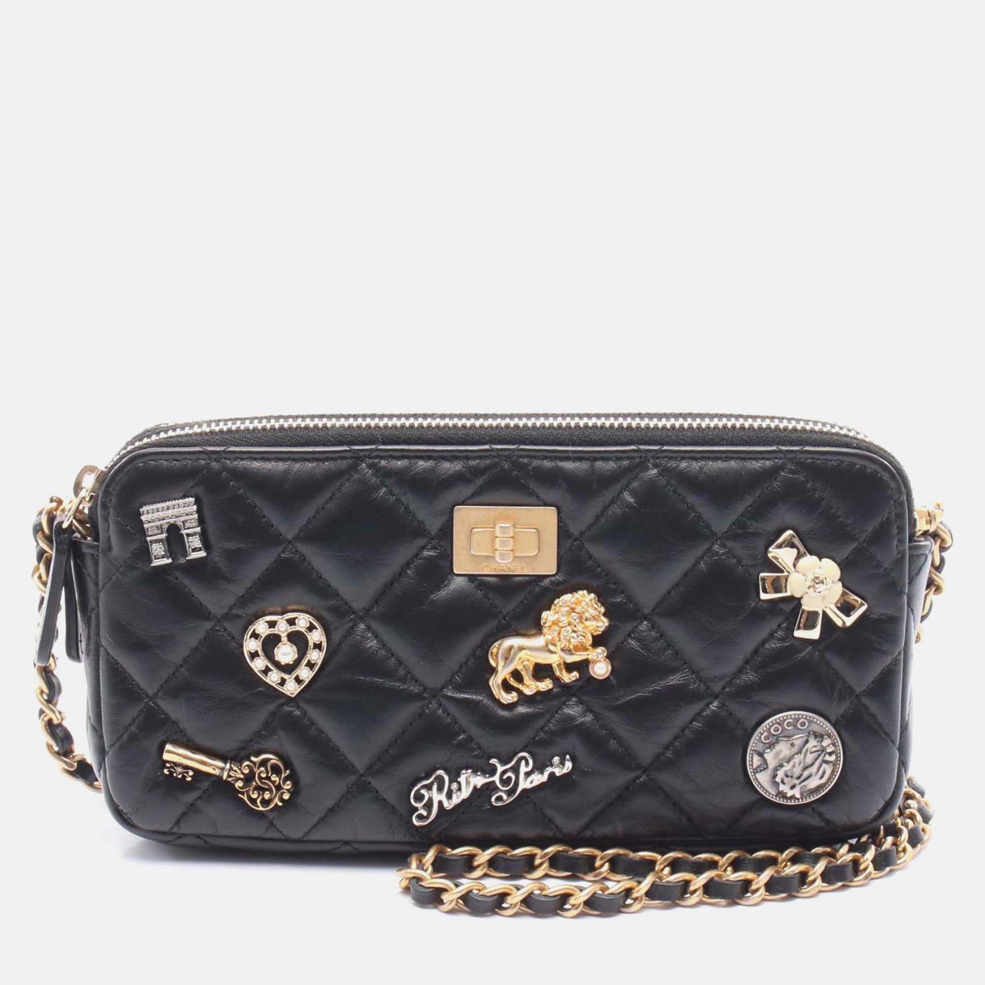 

Chanel 2.55 Black Leather Crossbody Bag