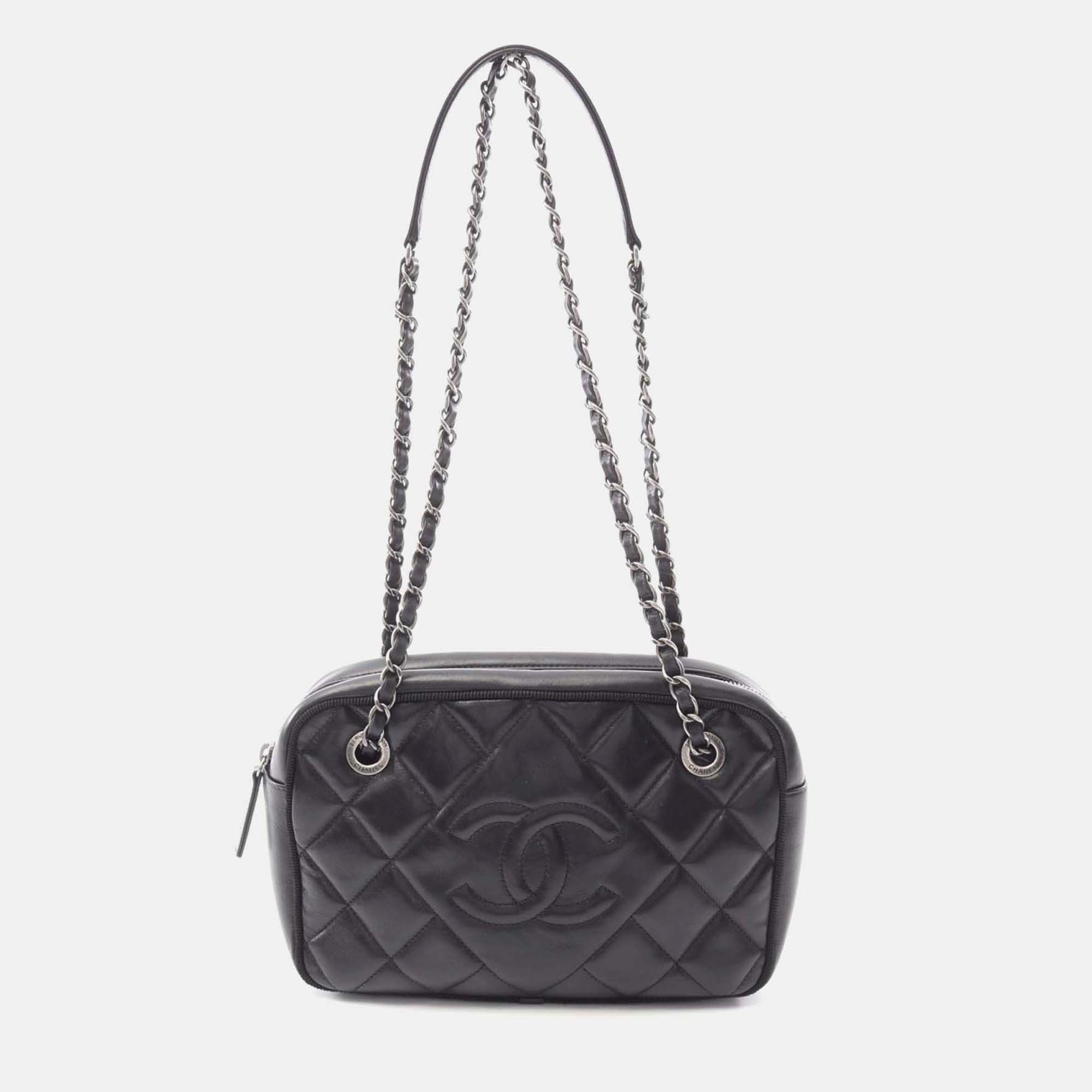 

Chanel CC Quilted Black Leather Camera Bag