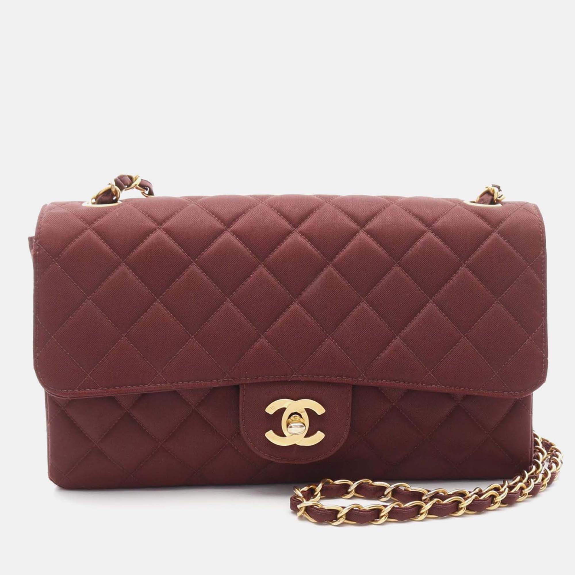 

Chanel Single Flap Bordeaux Nylon Shoulder Bag, Burgundy