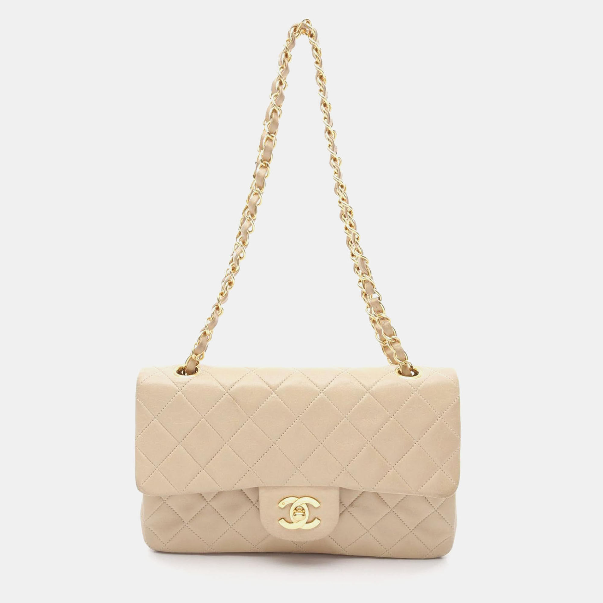 

Chanel Classic Double Flap Beige Lambskin Shoulder Bag