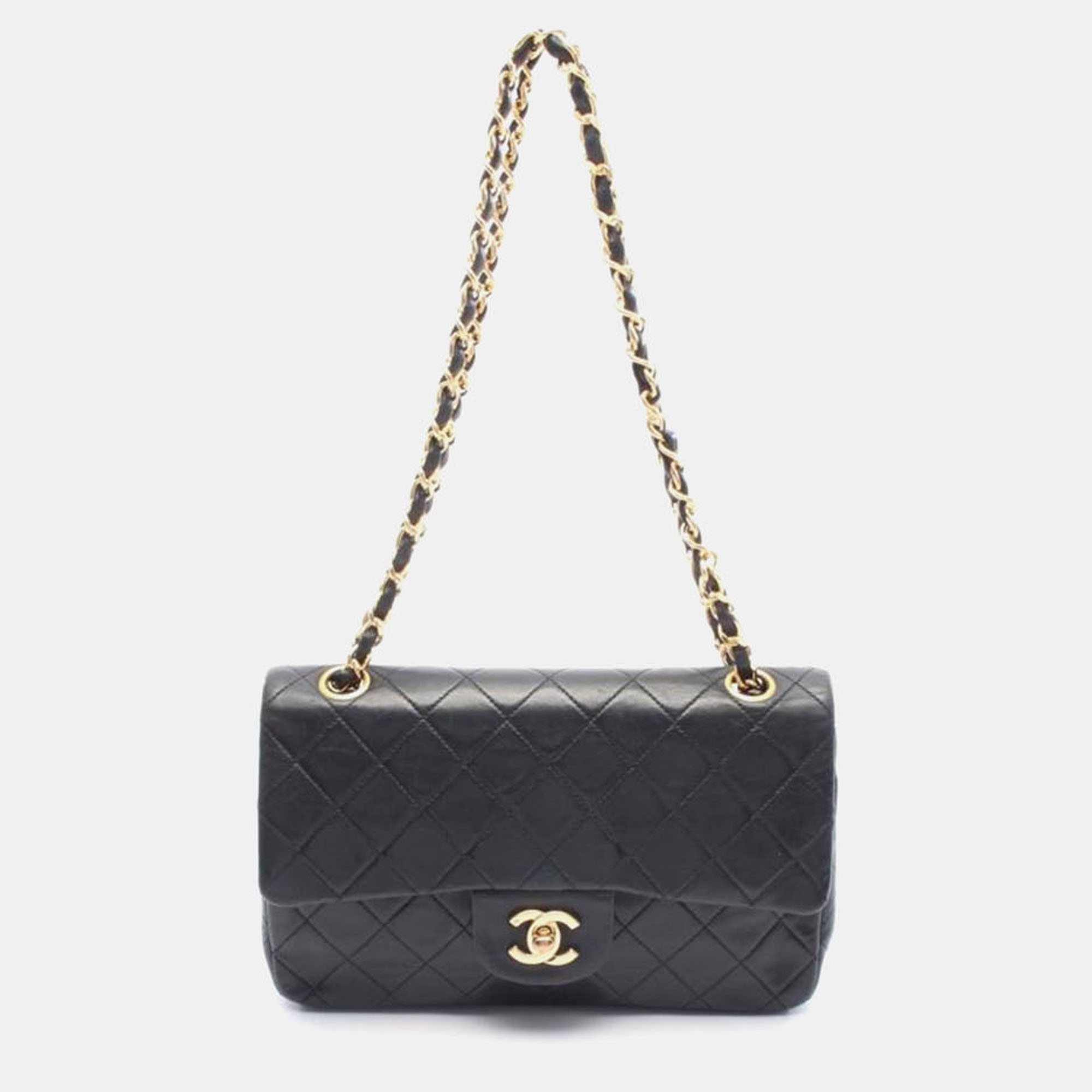 

Chanel Classic Double Flap Black Leather Shoulder Bag
